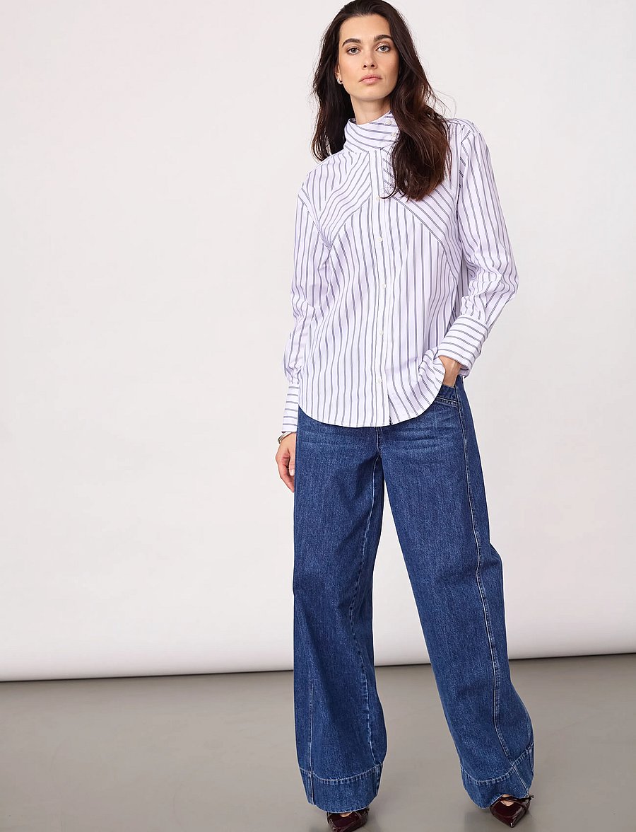 Co' Couture - SomoCC Stripe Funnel Neck Shirt - white - 4
