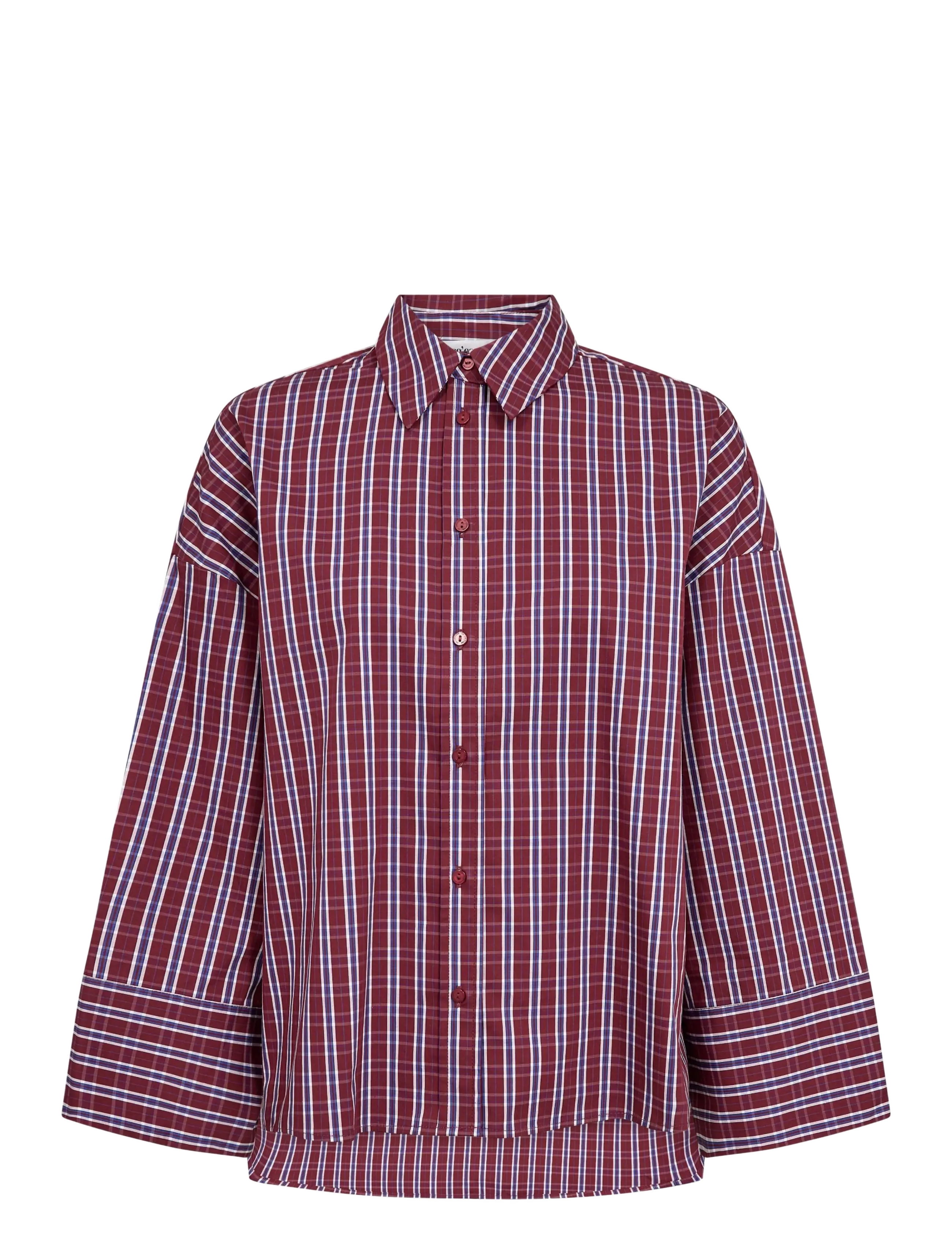 Co' Couture ReneeCC Check Cuff Shirt - Kleidung - BERRY RED / burgundy