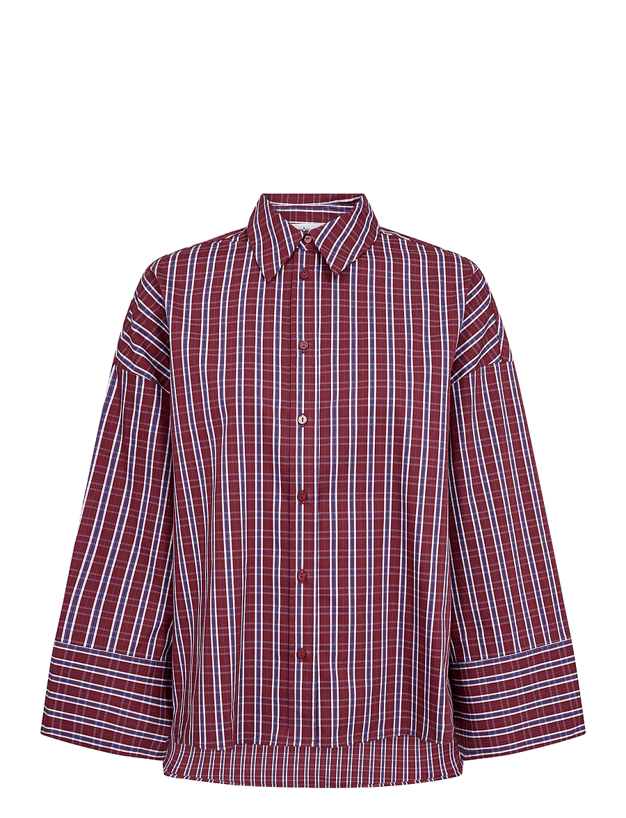 Co' Couture - ReneeCC Check Cuff Shirt - berry red - 1
