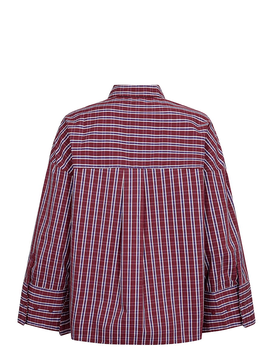 Co' Couture - ReneeCC Check Cuff Shirt - berry red - 2