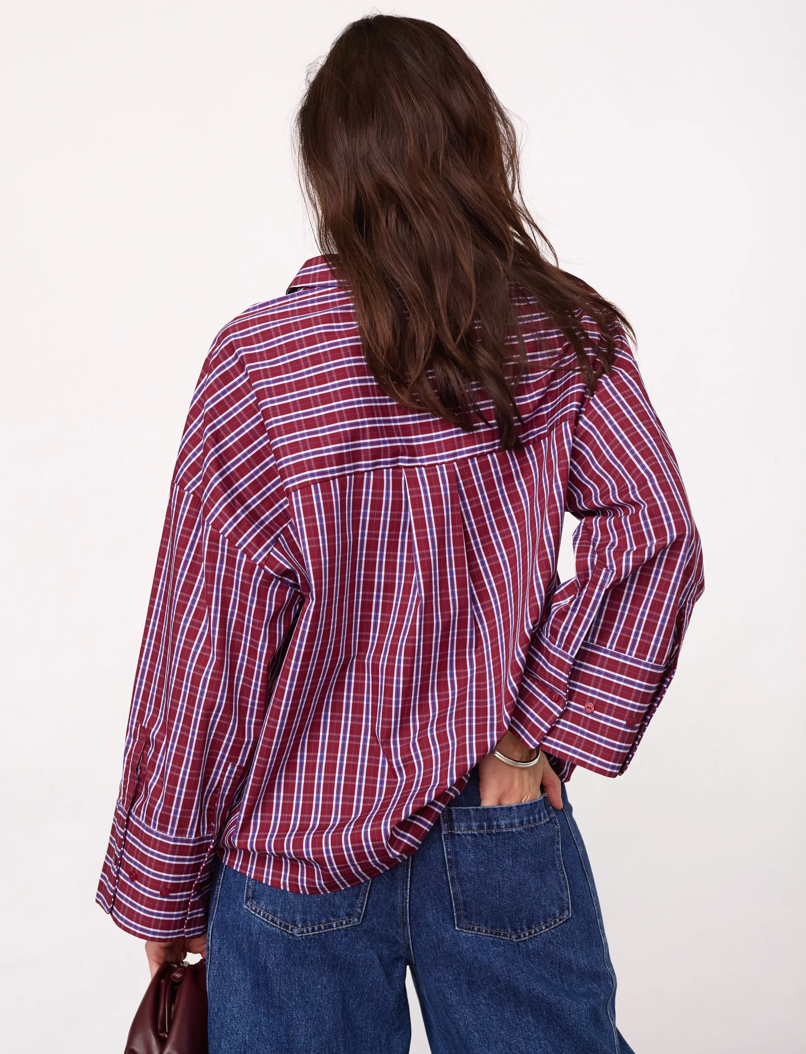 Co' Couture - ReneeCC Check Cuff Shirt - berry red - 4