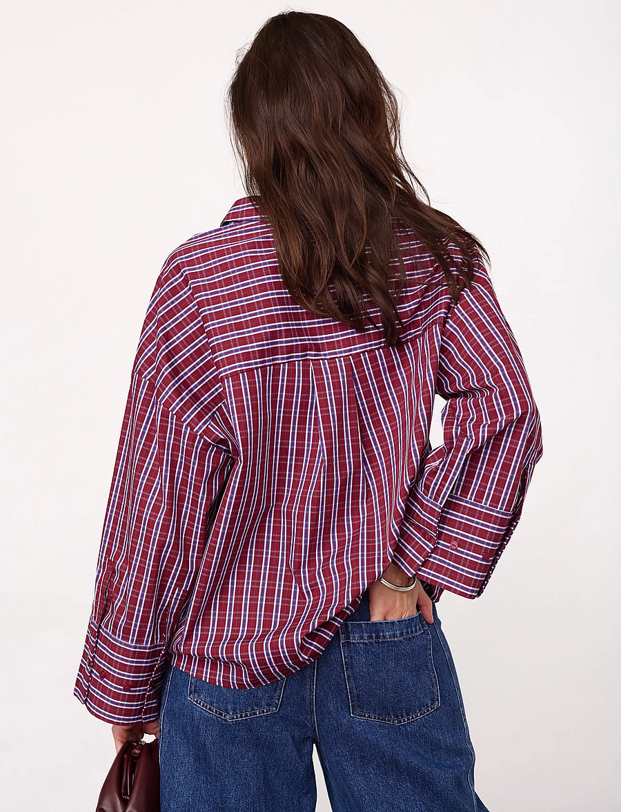 Co' Couture - ReneeCC Check Cuff Shirt - berry red - 4