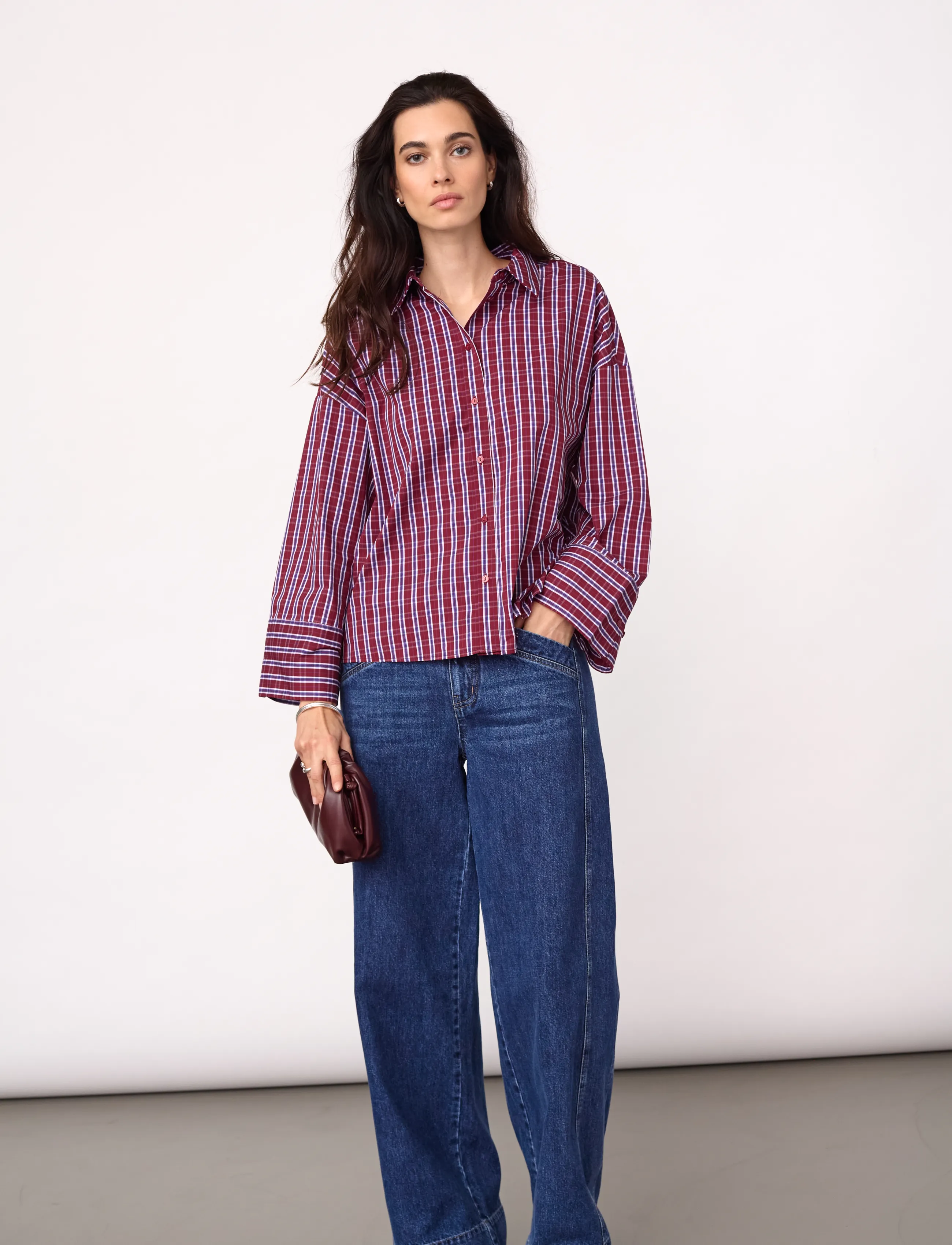 Co' Couture - ReneeCC Check Cuff Shirt - berry red - 5