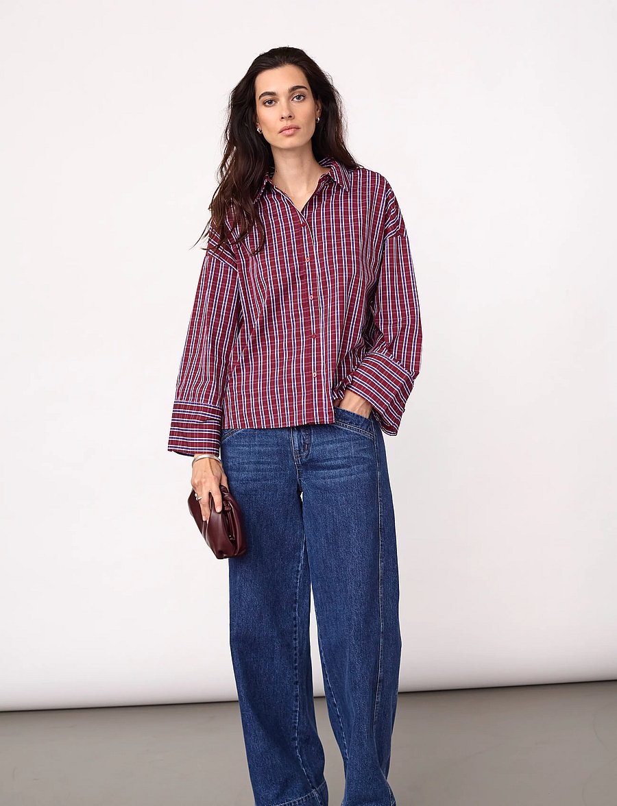 Co' Couture - ReneeCC Check Cuff Shirt - berry red - 5