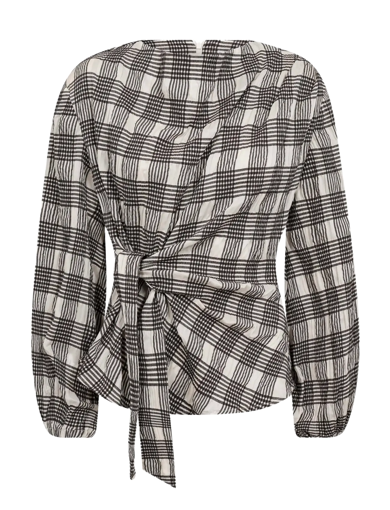 Co' Couture - ChandlerCC Check Tie Blouse - langærmede bluser - bone - 1