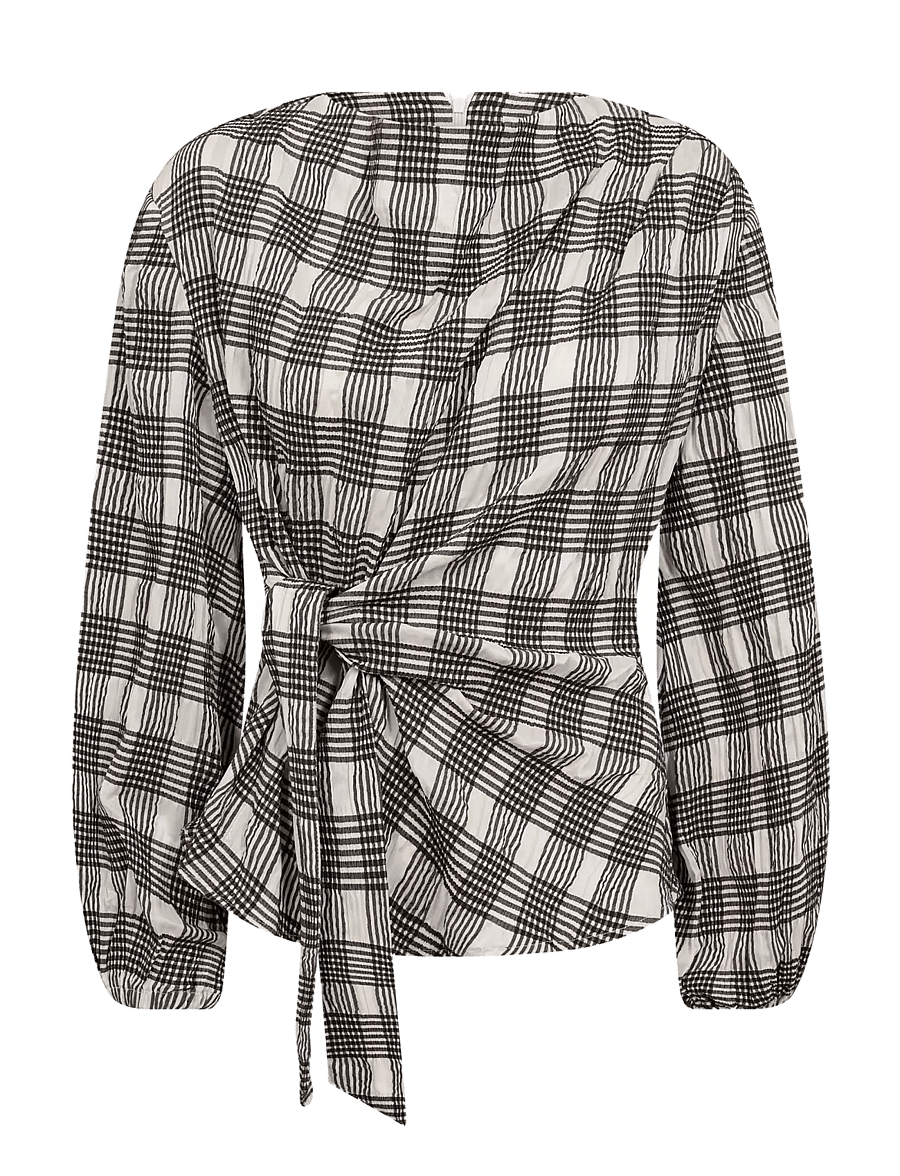 Co' Couture - ChandlerCC Check Tie Blouse - langærmede bluser - bone - 1