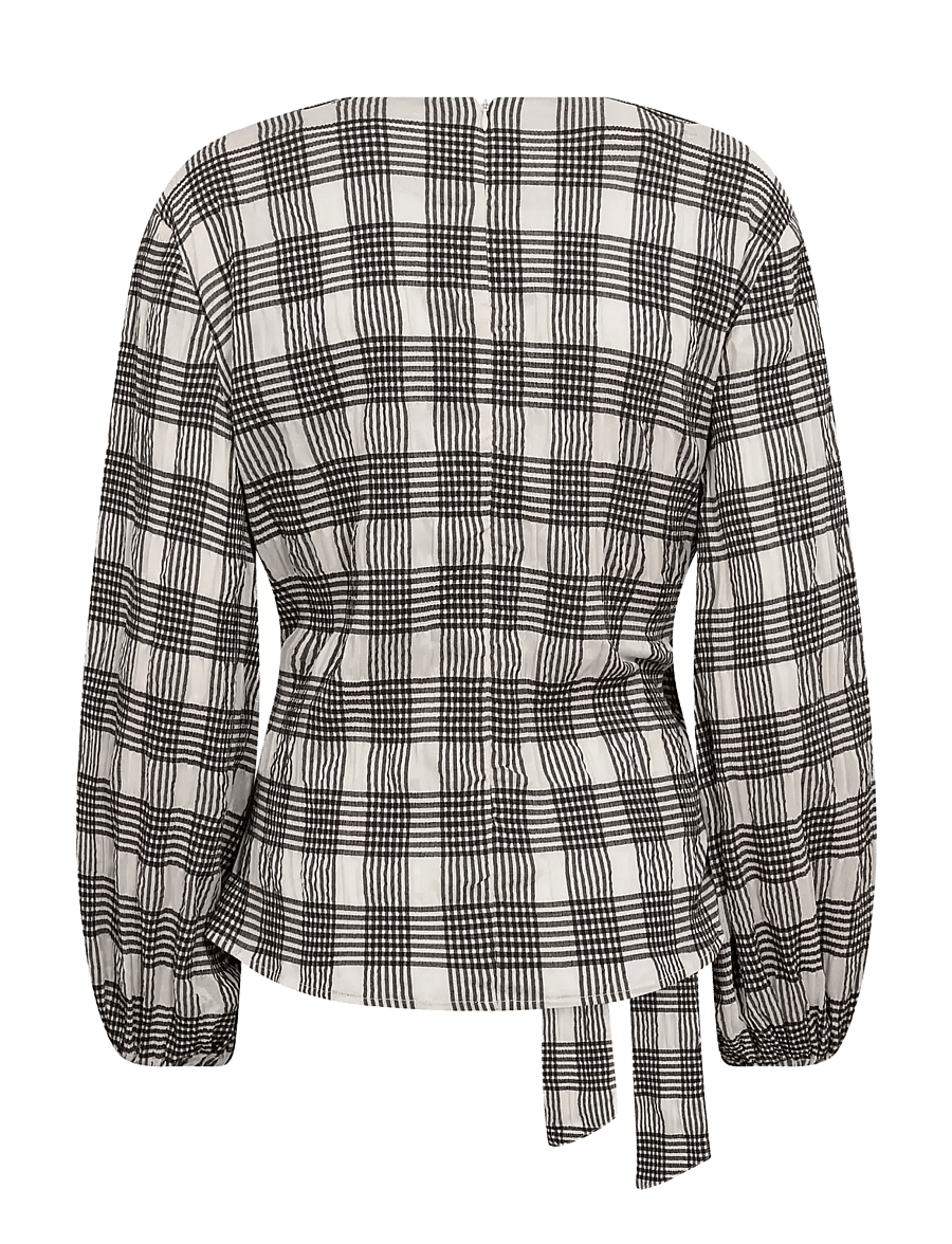 Co' Couture - ChandlerCC Check Tie Blouse - langærmede bluser - bone - 2