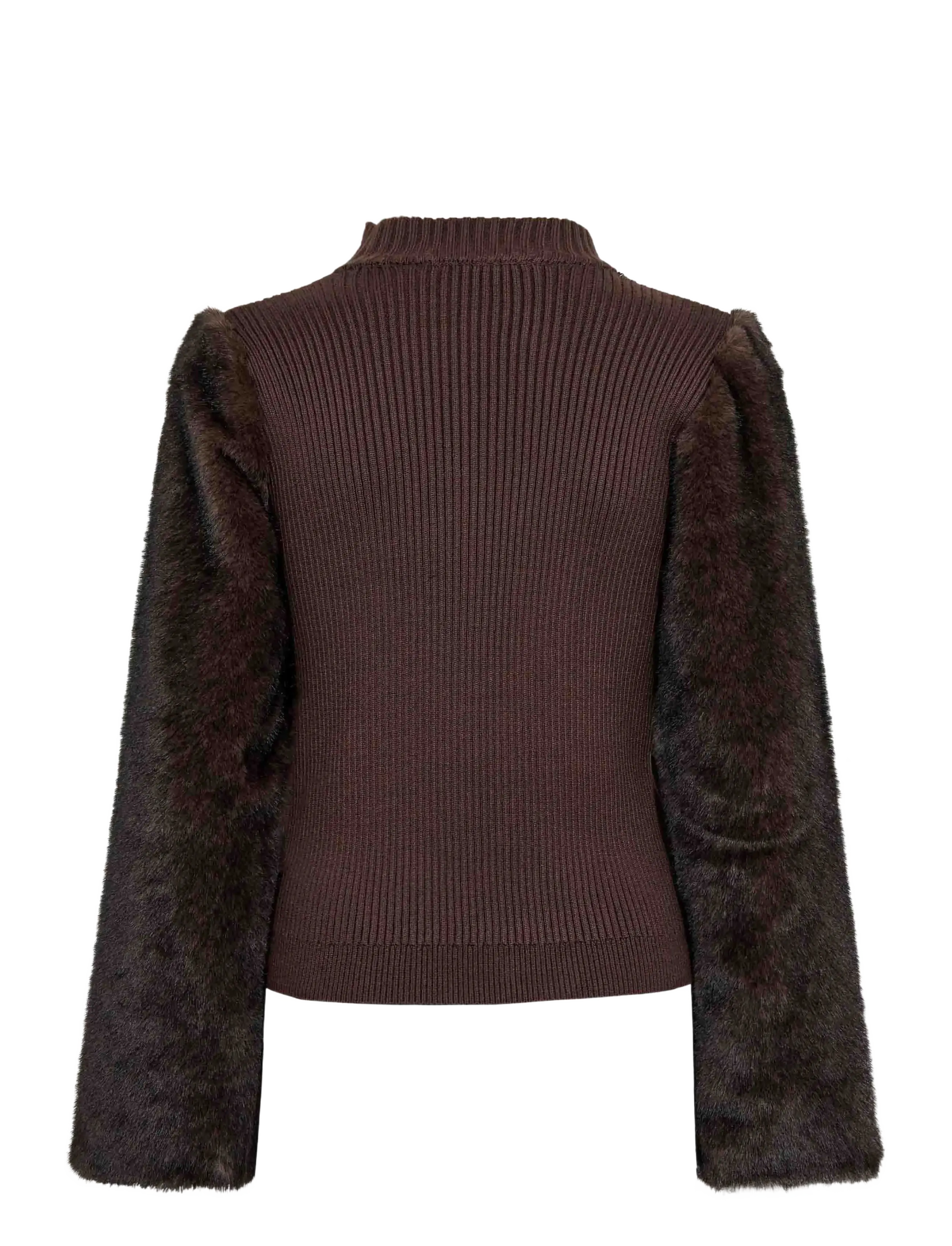 Co' Couture - ElisabethCC Fur Mix Rib Knit - rullekraver - dark brown - 1