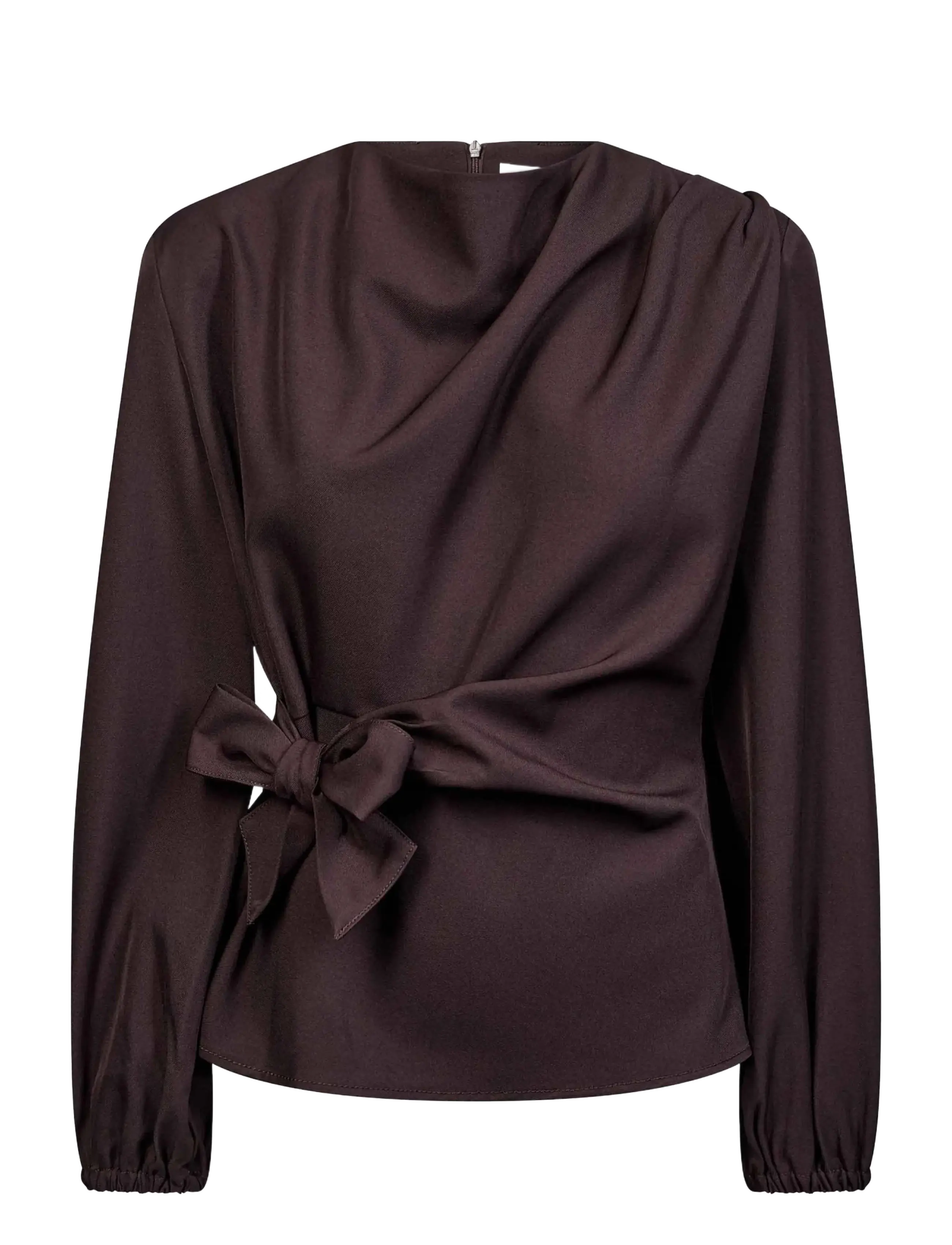 Co' Couture - LunaCC Tie Blouse - bison - 1