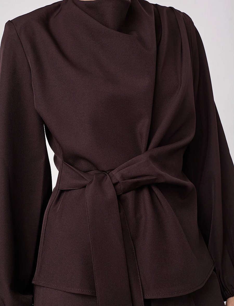 Co' Couture - LunaCC Tie Blouse - langärmelige blusen - bison - 5