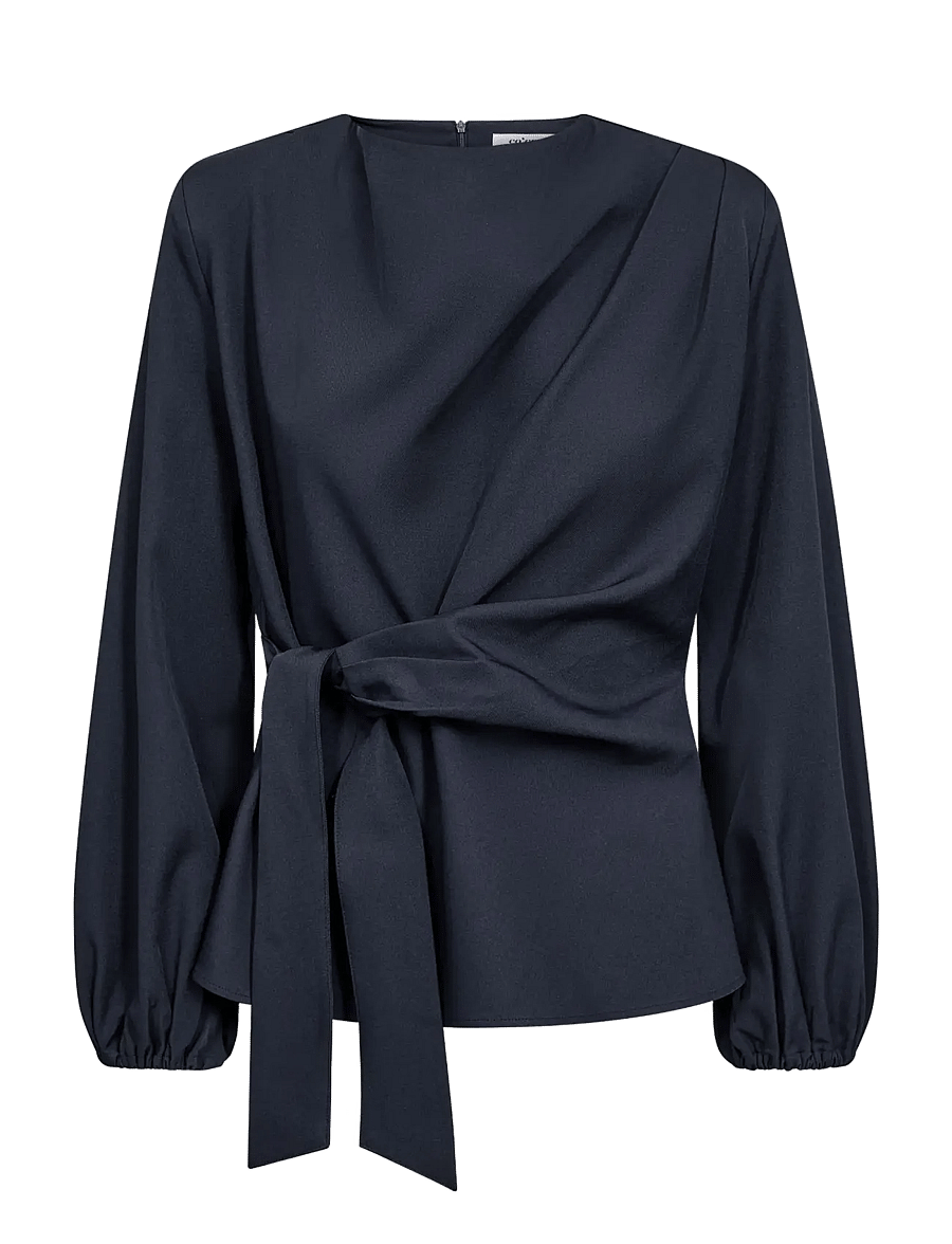 Co' Couture - LunaCC Tie Blouse - langärmelige blusen - navy - 1