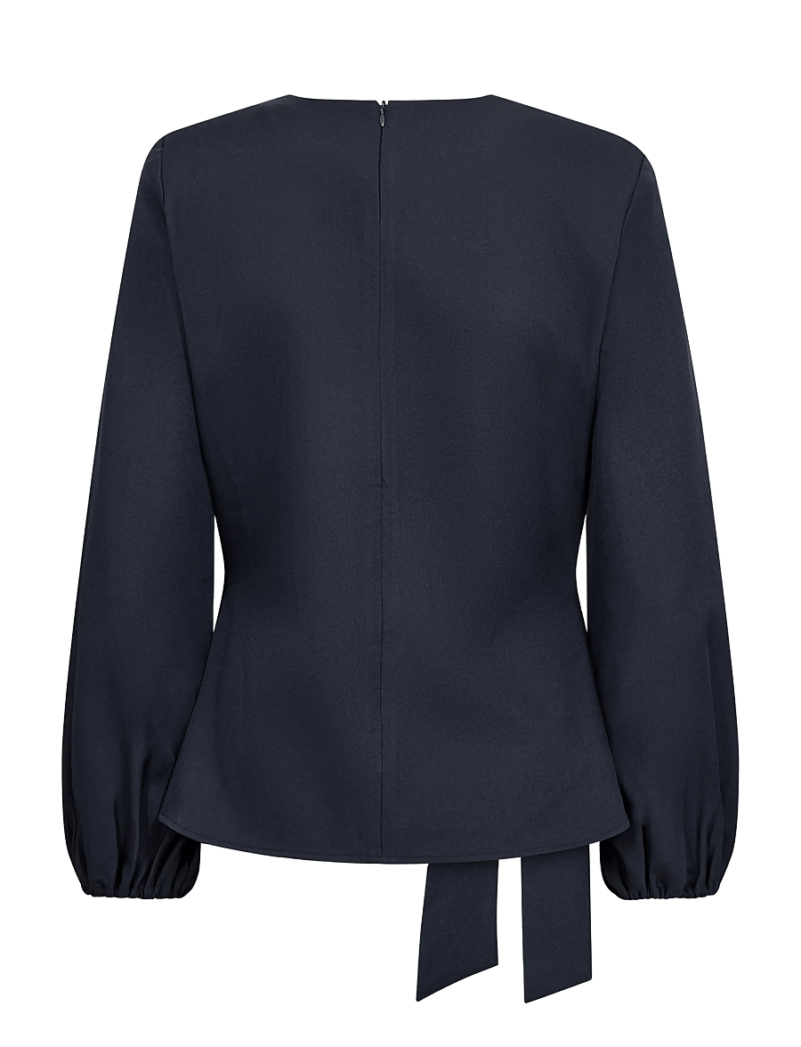 Co' Couture - LunaCC Tie Blouse - langärmelige blusen - navy - 2