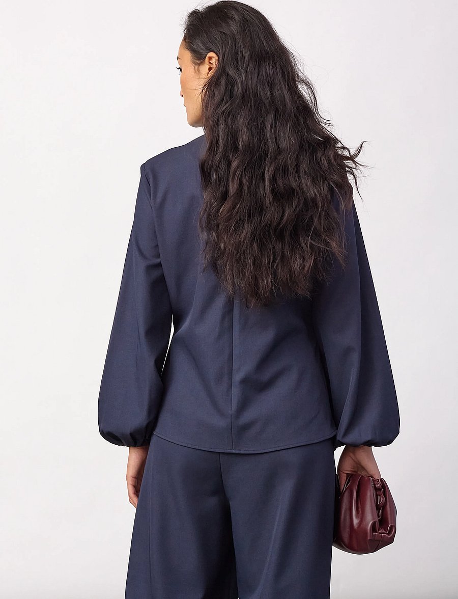 Co' Couture - LunaCC Tie Blouse - langärmelige blusen - navy - 3
