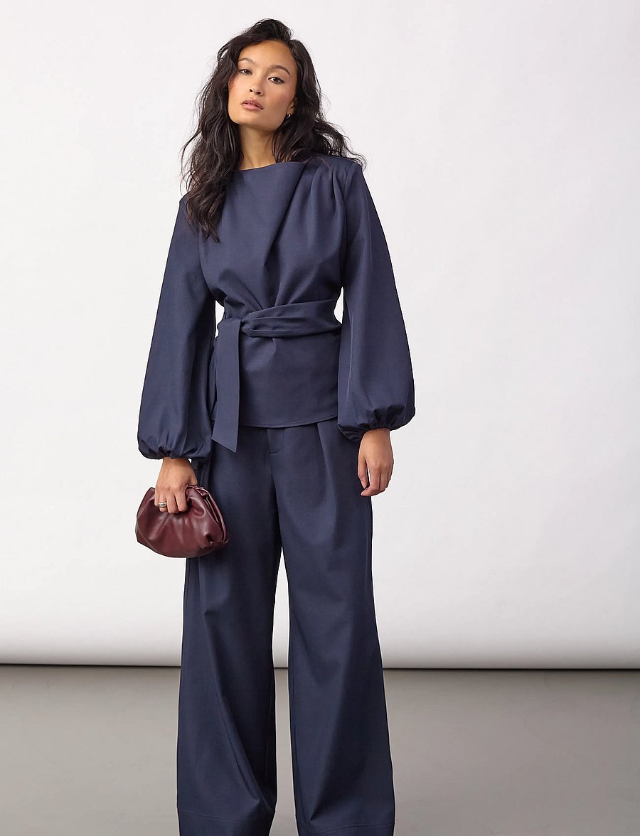 Co' Couture - LunaCC Tie Blouse - langärmelige blusen - navy - 4