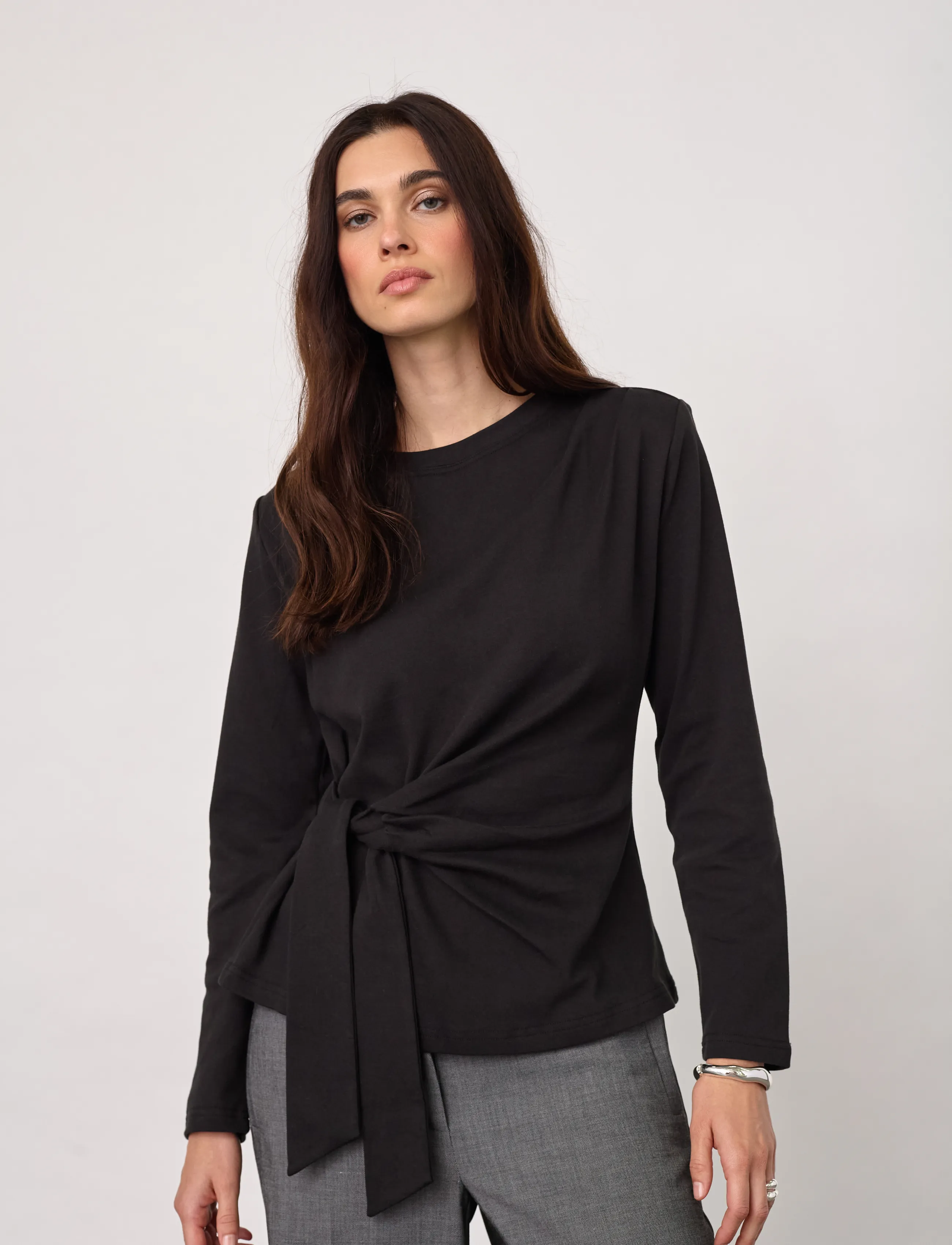 Co' Couture OrianeCC LS Pleat Tie Tee - Blusen & Hemden - BLACK / black