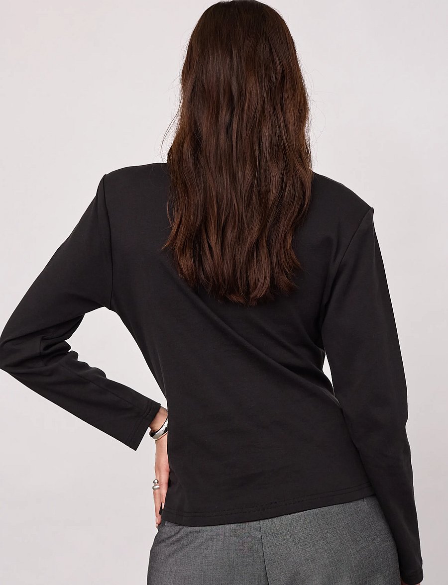 Co' Couture - OrianeCC LS Pleat Tie Tee - black - 3