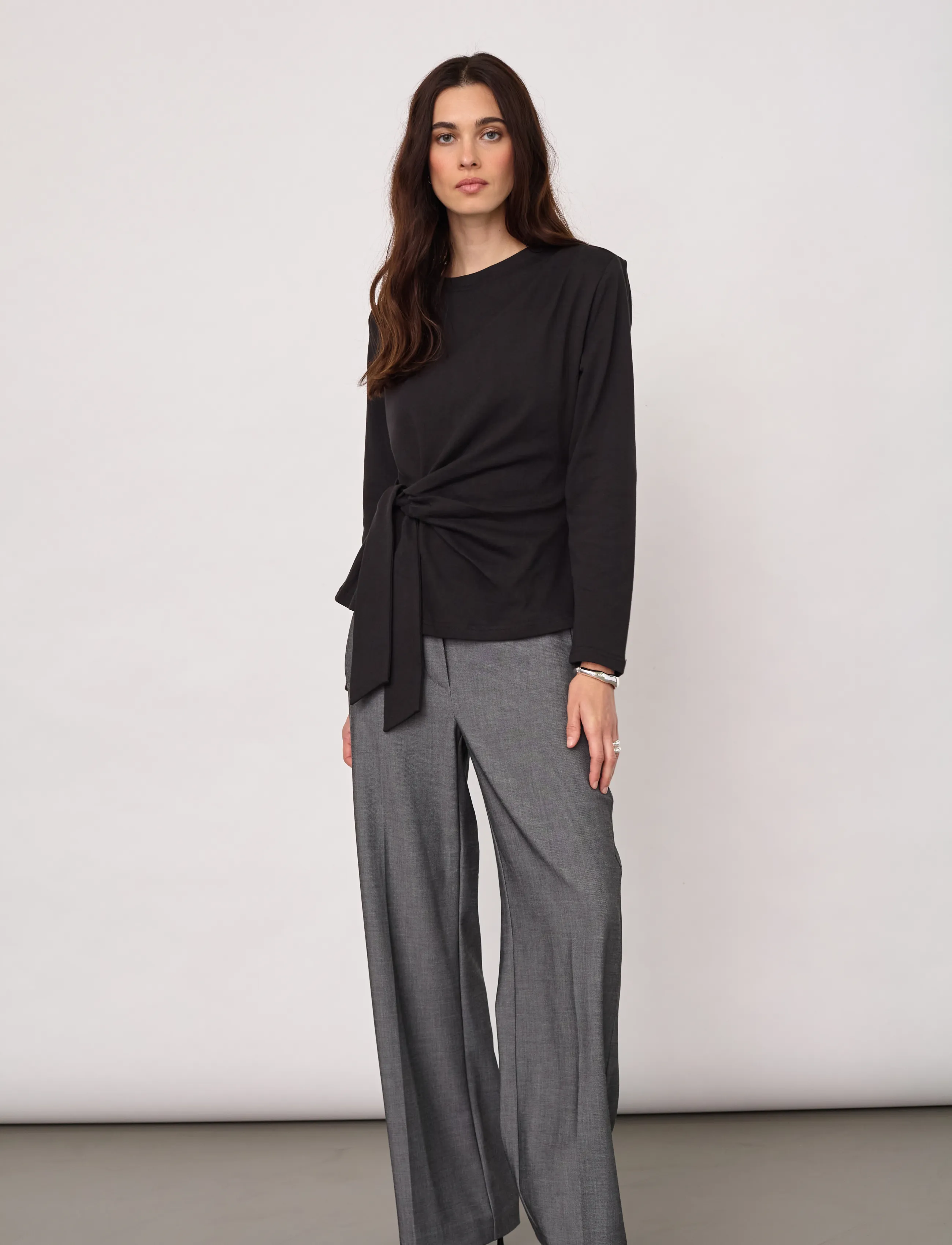 Co' Couture - OrianeCC LS Pleat Tie Tee - black - 4