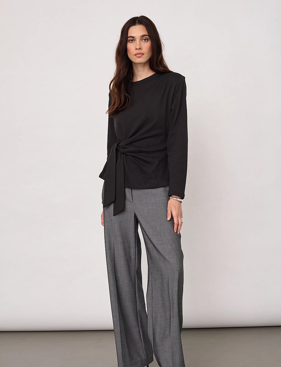Co' Couture - OrianeCC LS Pleat Tie Tee - black - 4