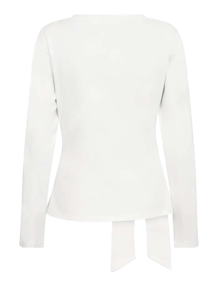 Co' Couture - OrianeCC LS Pleat Tie Tee - långärmade blusar - white - 2