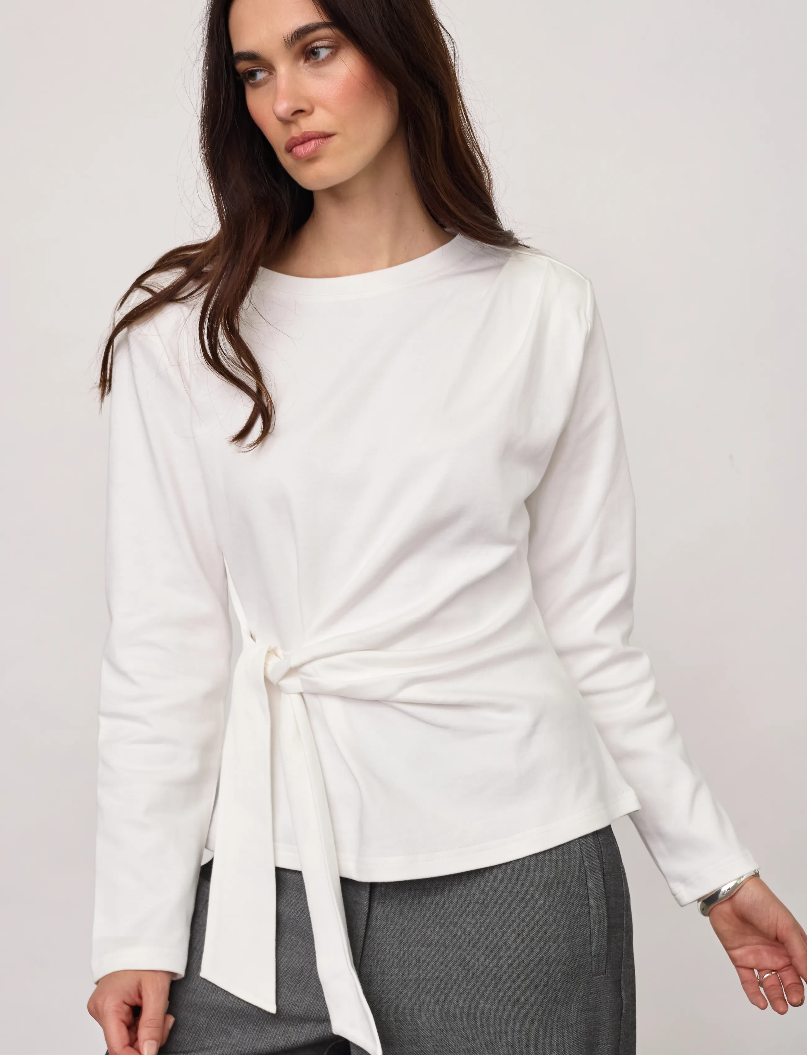 Co' Couture OrianeCC LS Pleat Tie Tee - Blusen & Hemden - WHITE / white