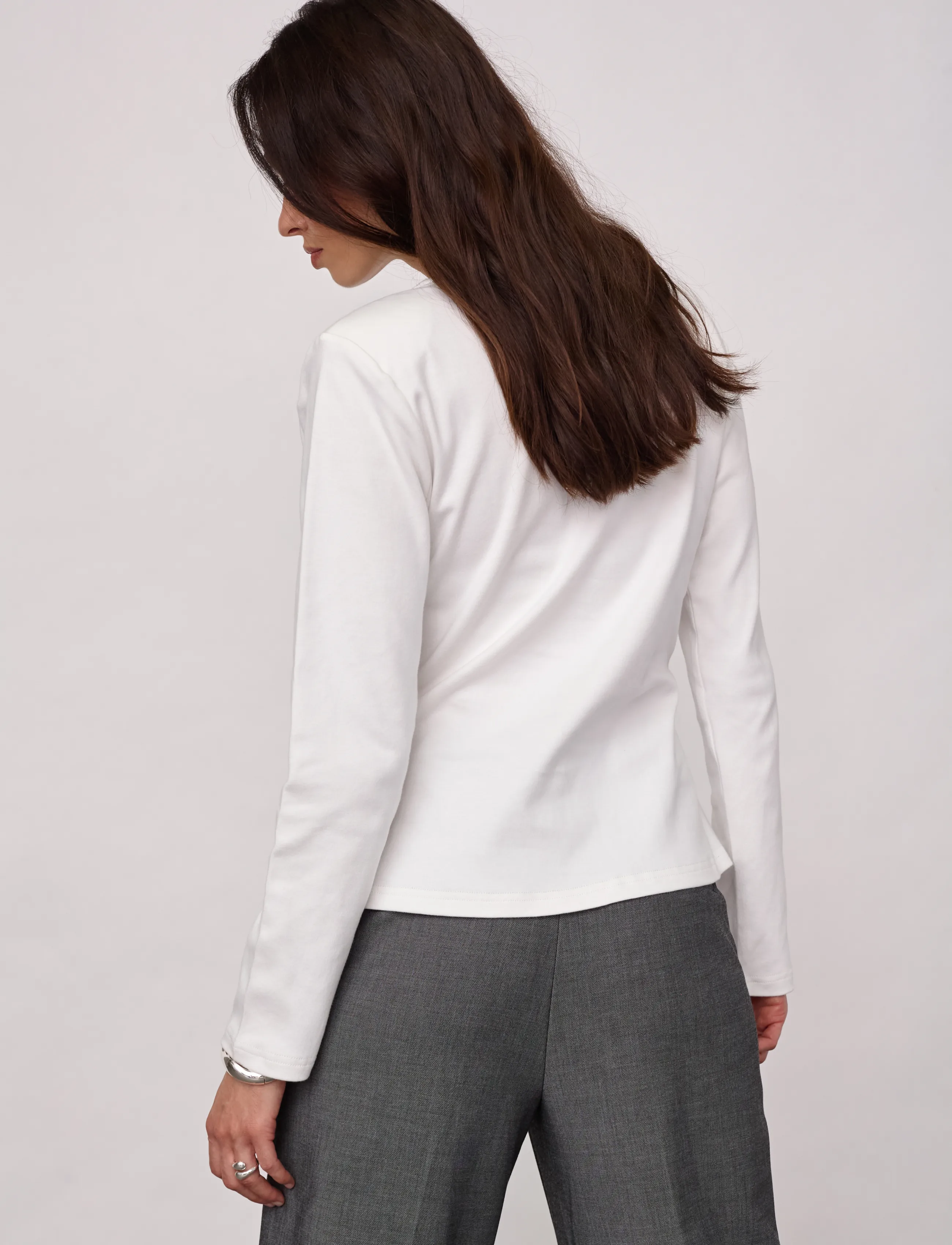 Co' Couture - OrianeCC LS Pleat Tie Tee - white - 3