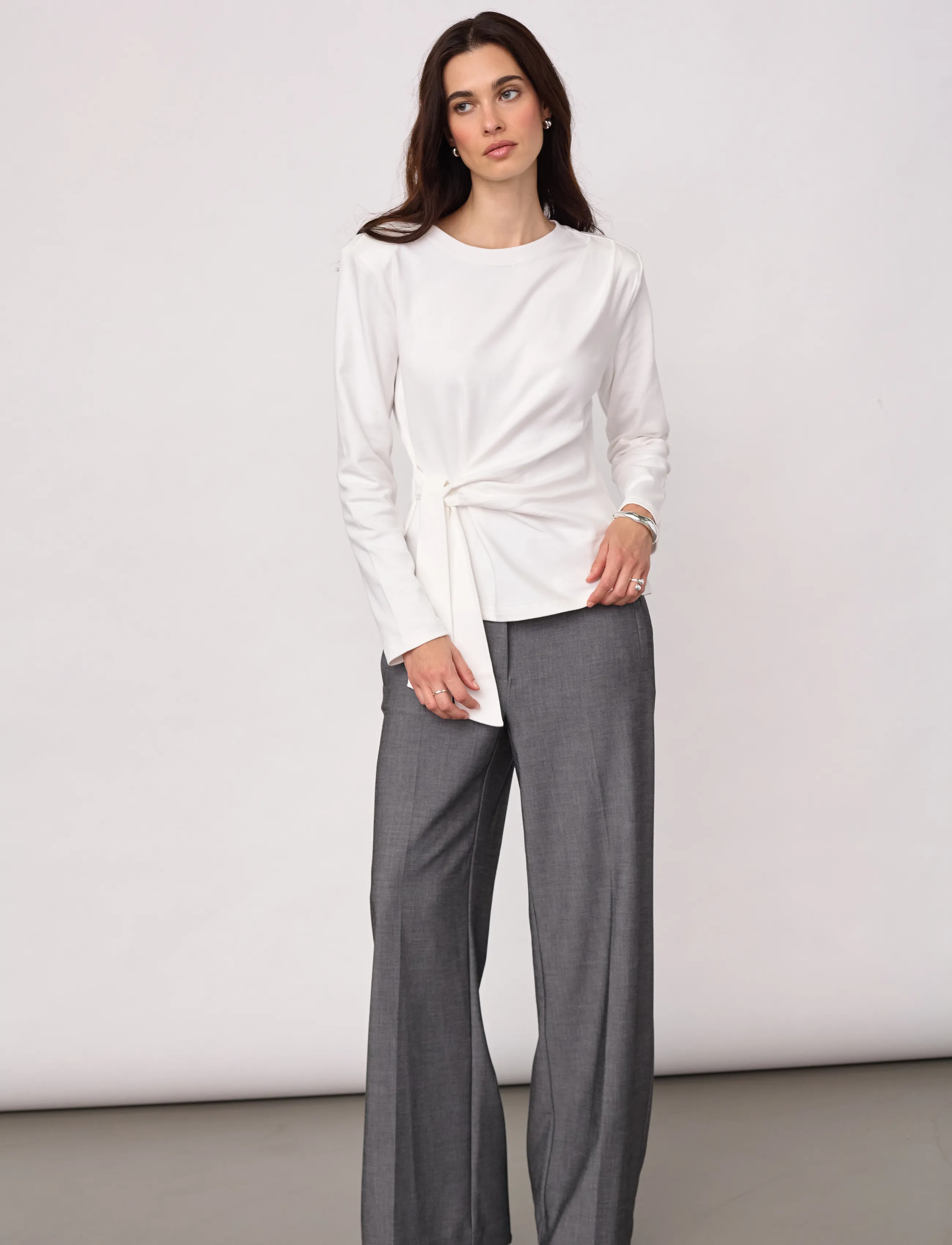 Co' Couture - OrianeCC LS Pleat Tie Tee - white - 4