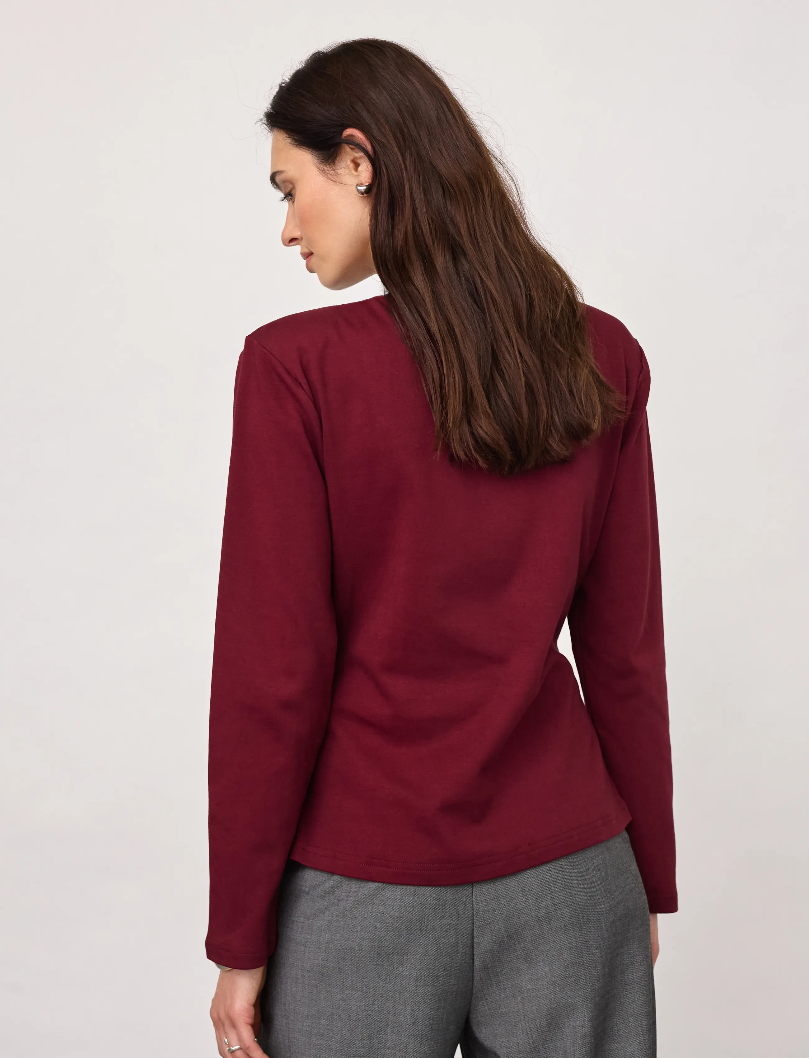 Co' Couture - OrianeCC LS Pleat Tie Tee - langärmelige blusen - wine red - 3