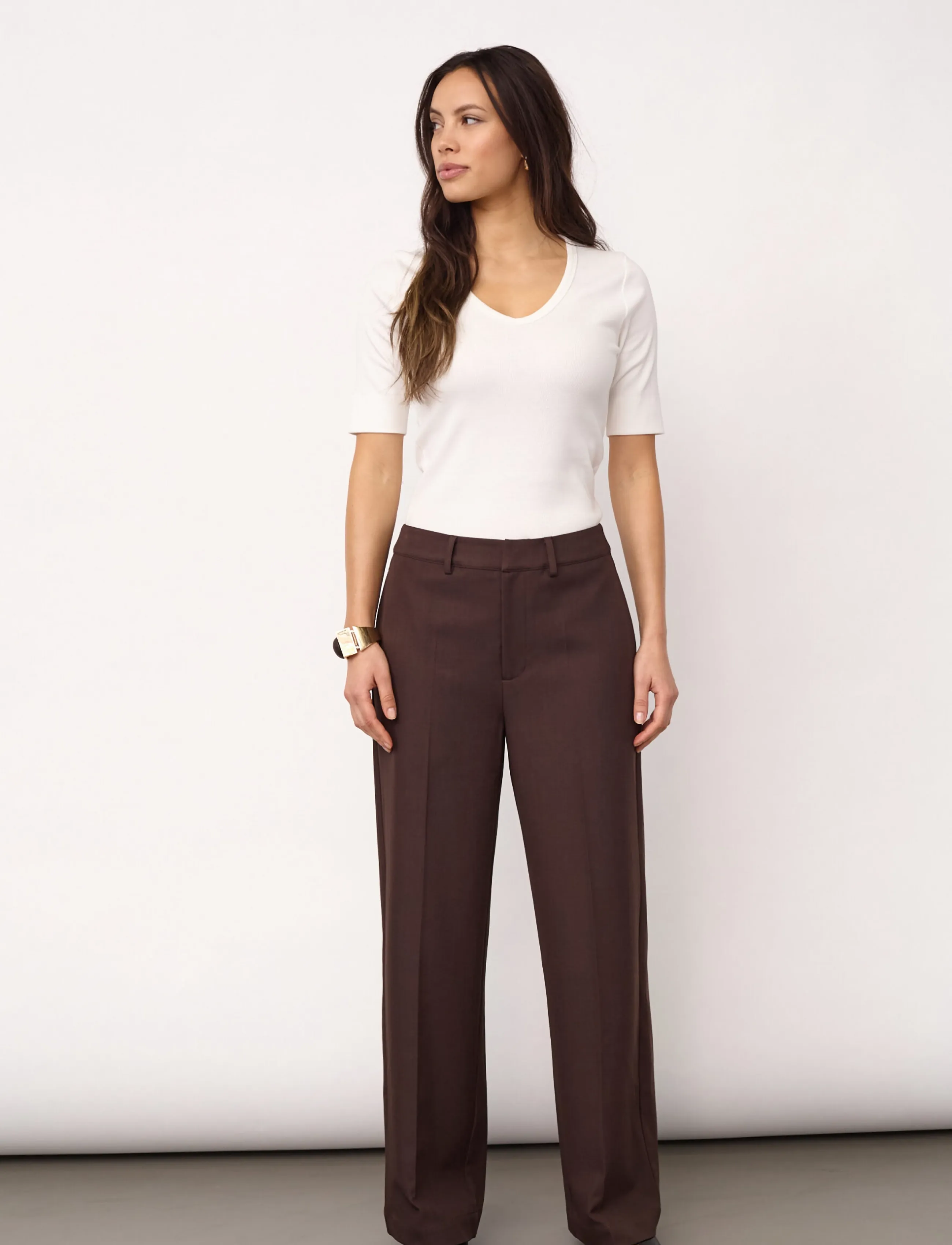 Co' Couture Lunacc Wide Pant, L x 32, Trousers, Braun - Leg, Frauen