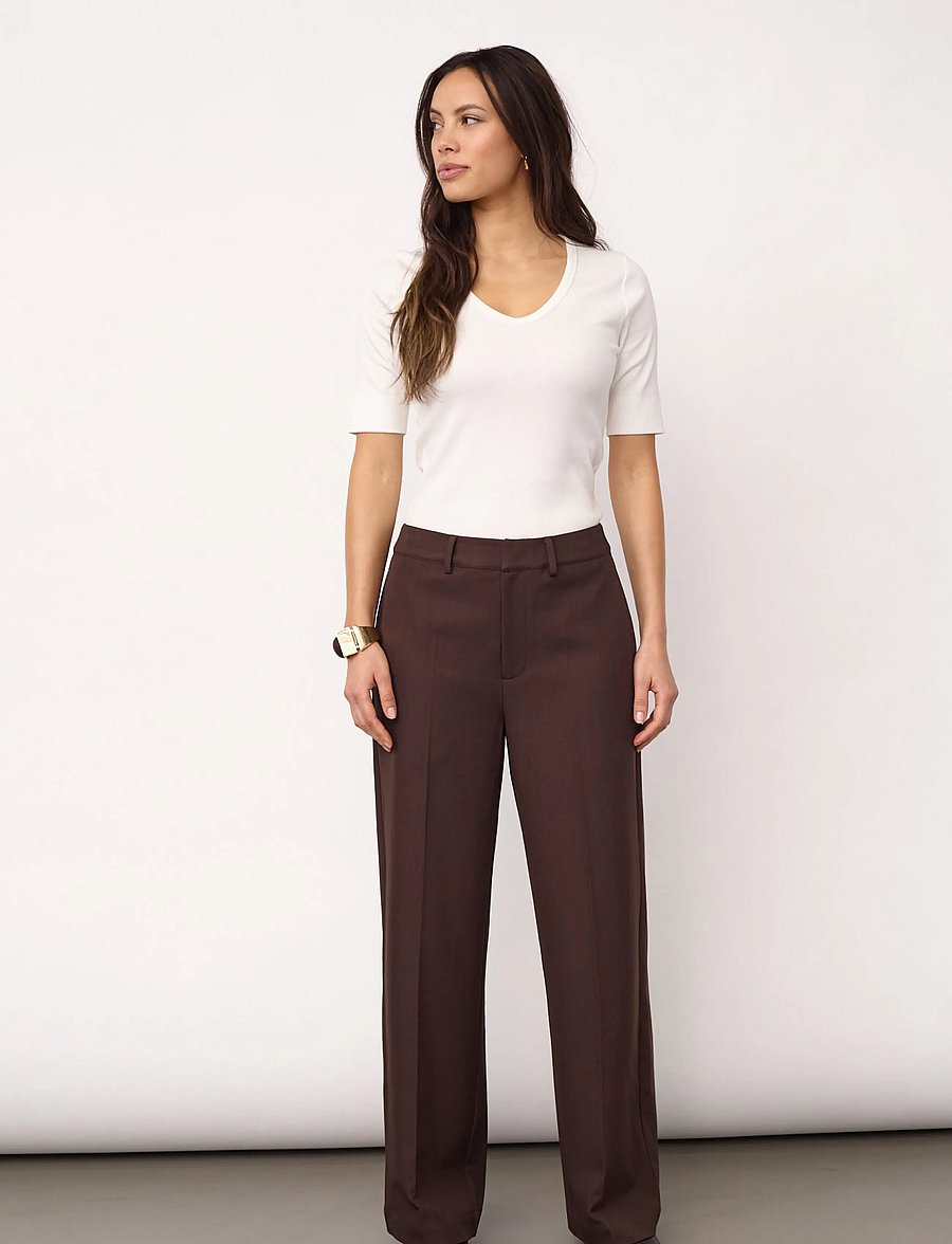 Co' Couture - LunaCC Wide Pant - vida byxor - dark brown - 0