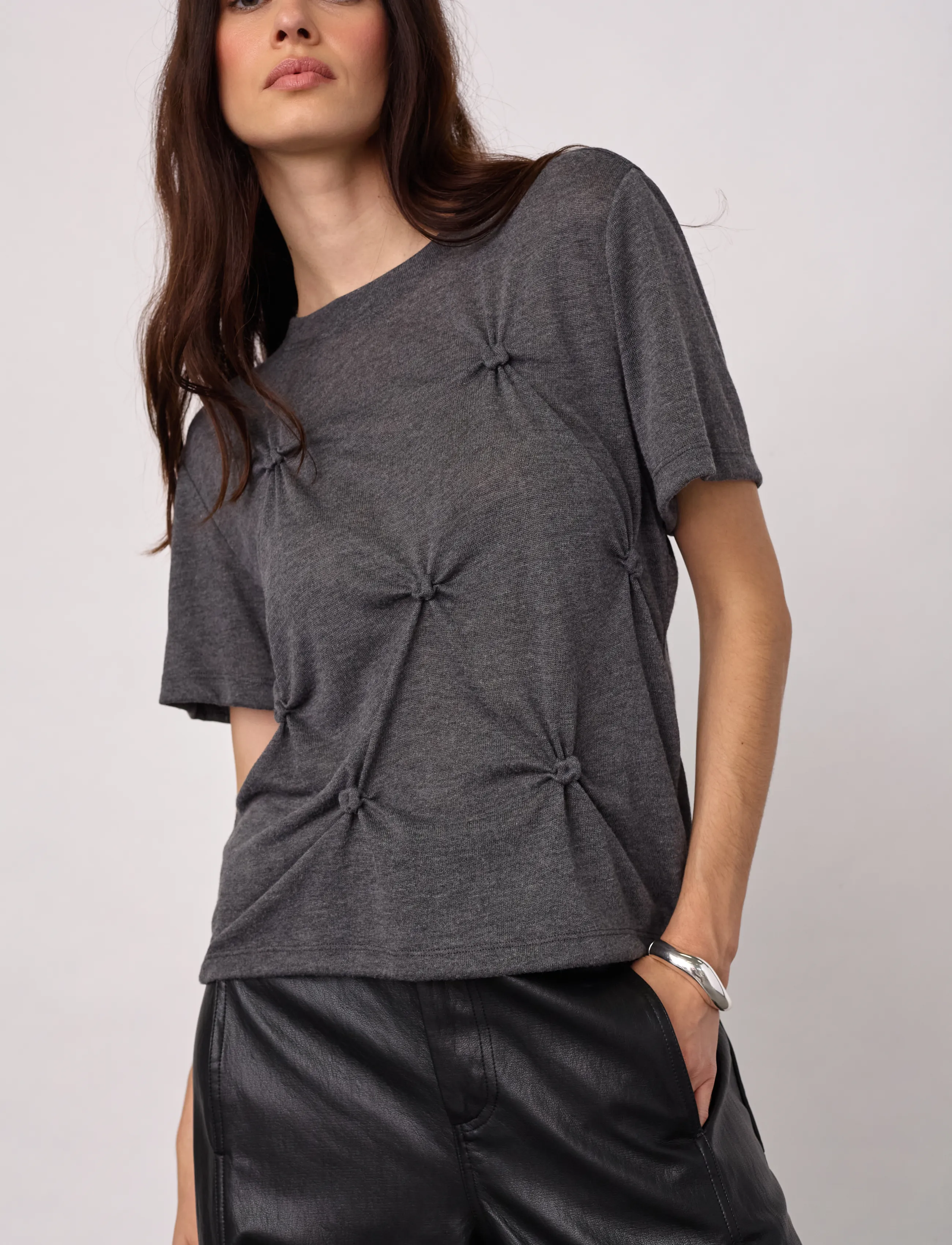 Co' Couture TaniaCC Knot Tee - T-shirts - MID GREY / grey