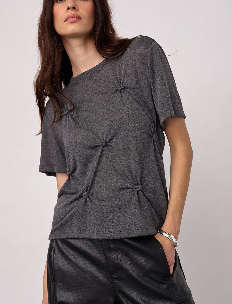 Co' Couture - TaniaCC Knot Tee - t-shirts - mid grey - 0