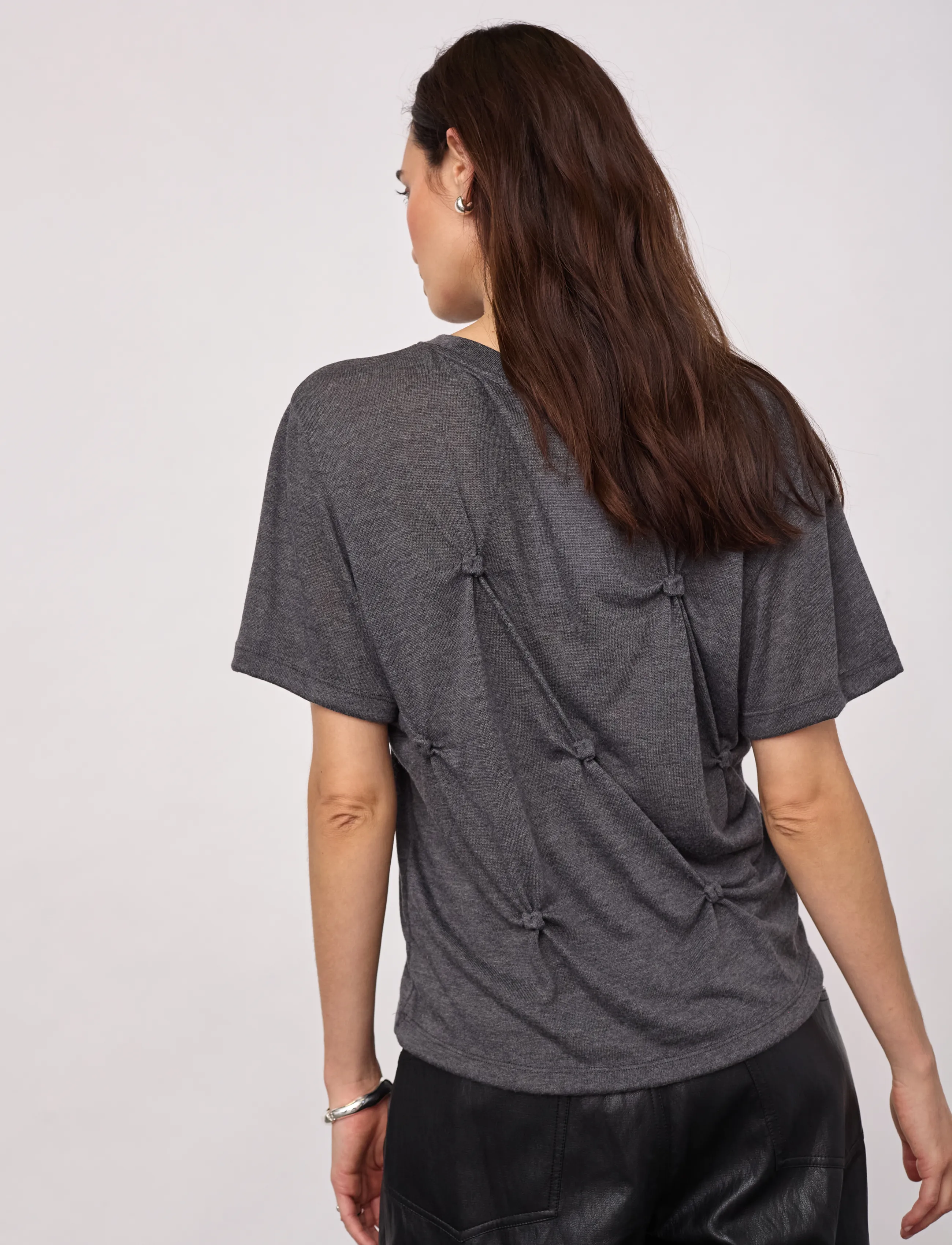 Co' Couture - TaniaCC Knot Tee - t-shirts - mid grey - 3