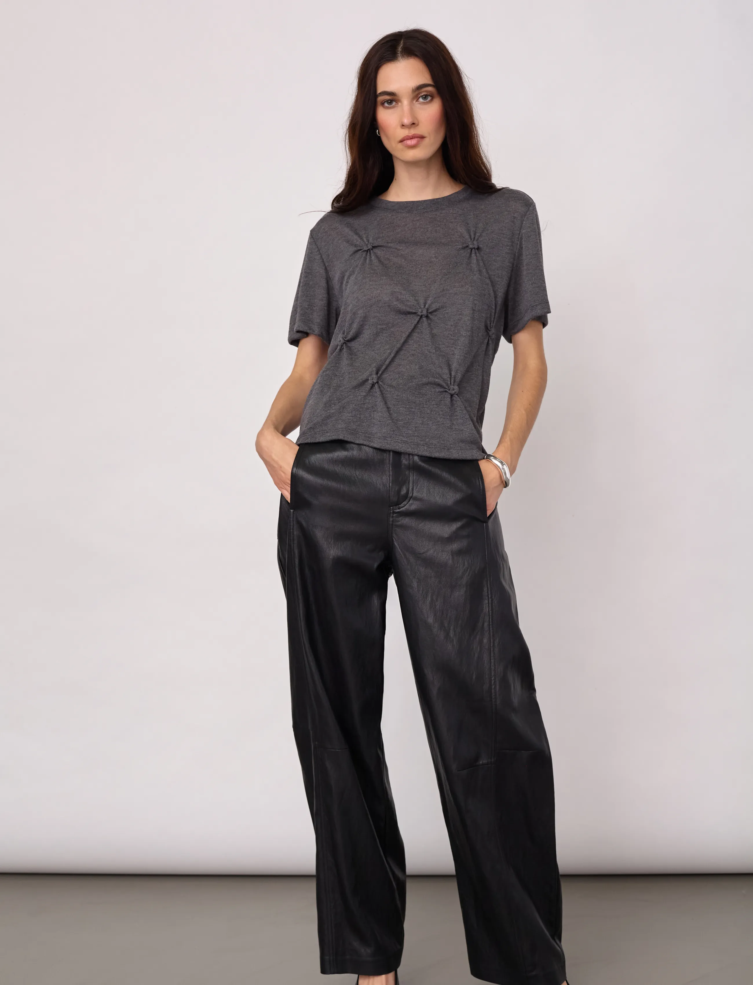Co' Couture - TaniaCC Knot Tee - t-shirts - mid grey - 4