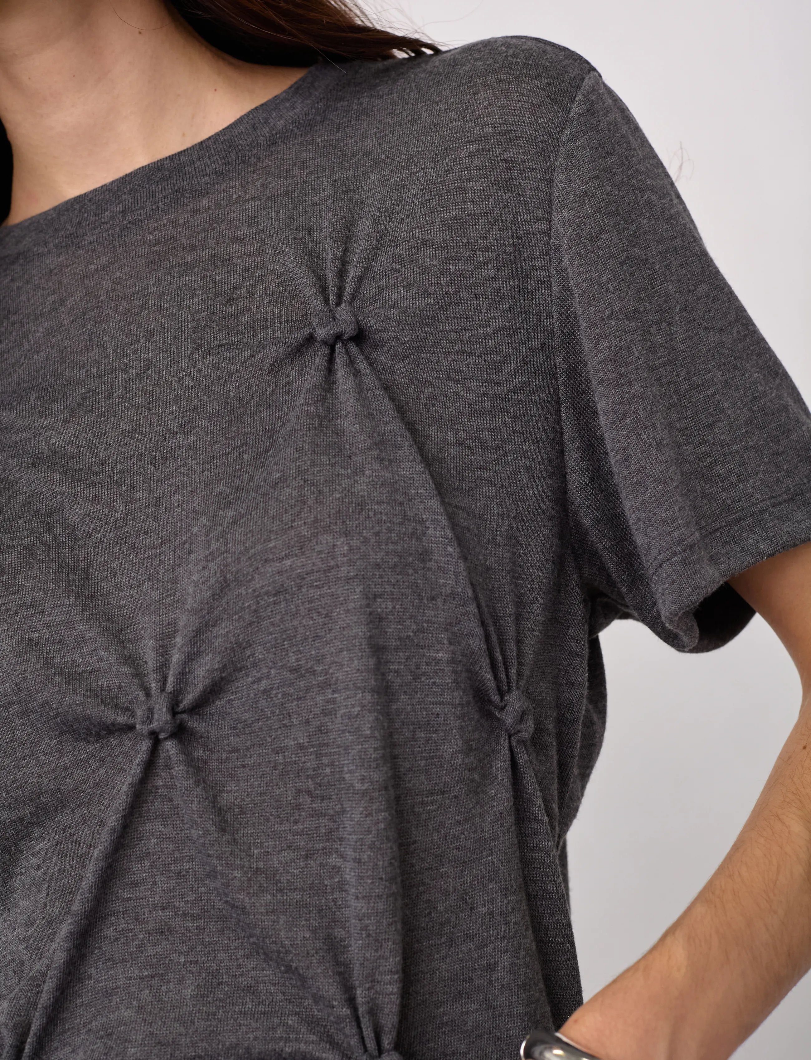 Co' Couture - TaniaCC Knot Tee - t-shirts - mid grey - 5
