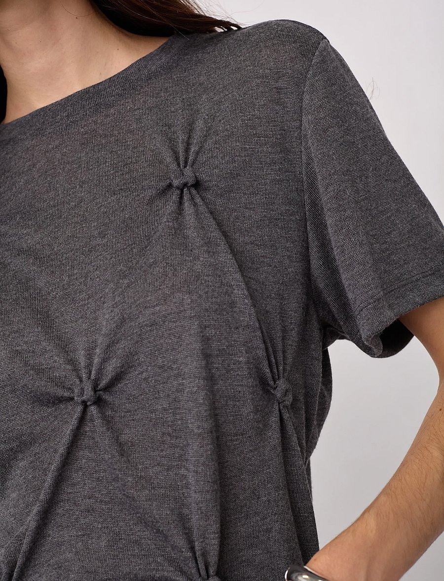 Co' Couture - TaniaCC Knot Tee - t-shirts - mid grey - 5