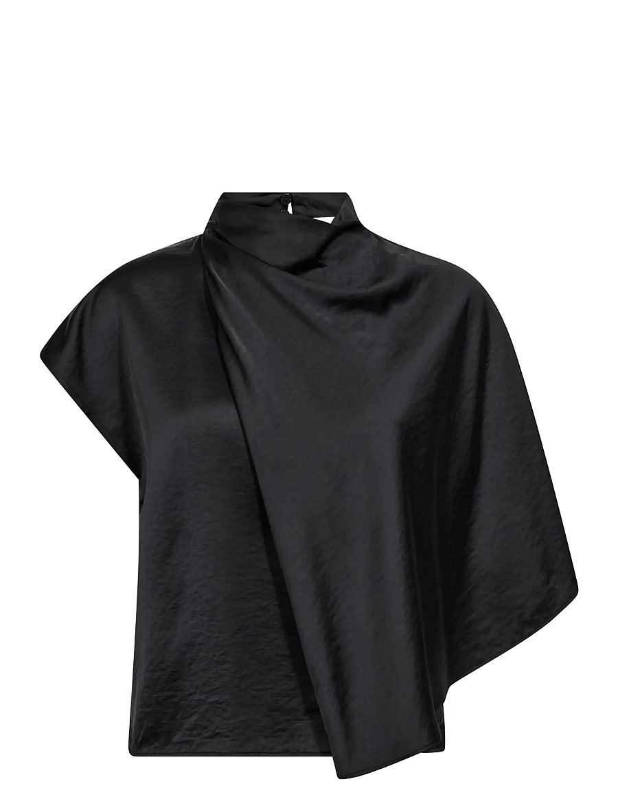 Co' Couture - IdunCC Cape SS Blouse - kurzärmelige blusen - black - 0