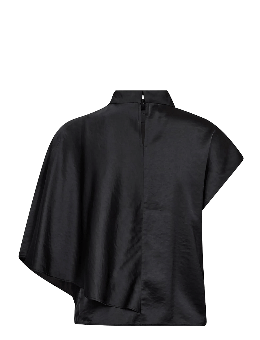 Co' Couture - IdunCC Cape SS Blouse - kurzärmelige blusen - black - 1
