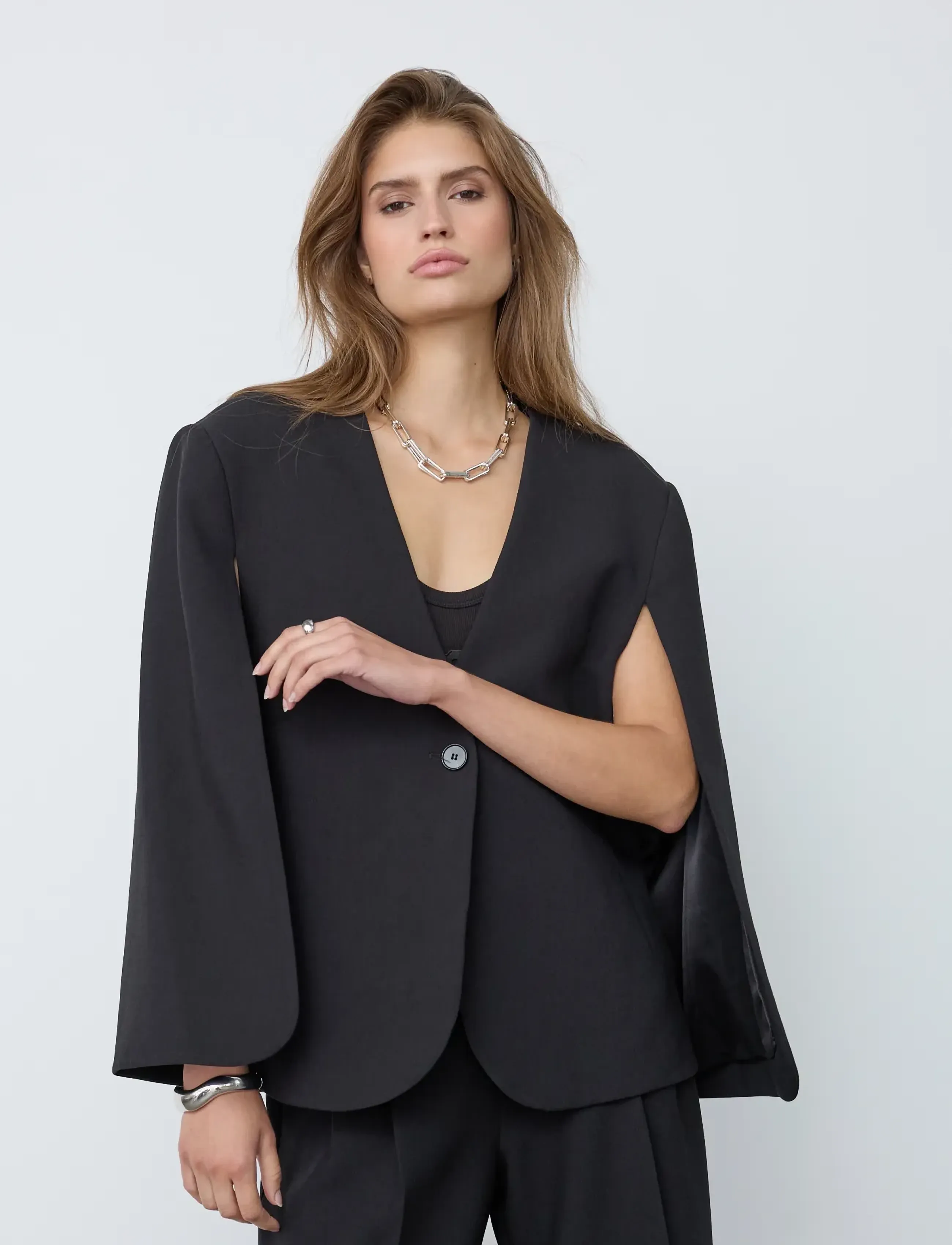 Co' Couture VolaCC Cape Button Blazer - Co' Couture - BLACK / black