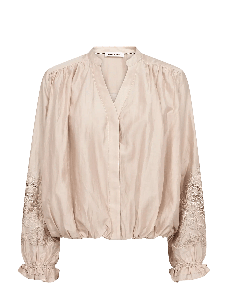 Co' Couture - MelinCC Balloon Emb Shirt - langærmede bluser - champagne - 0