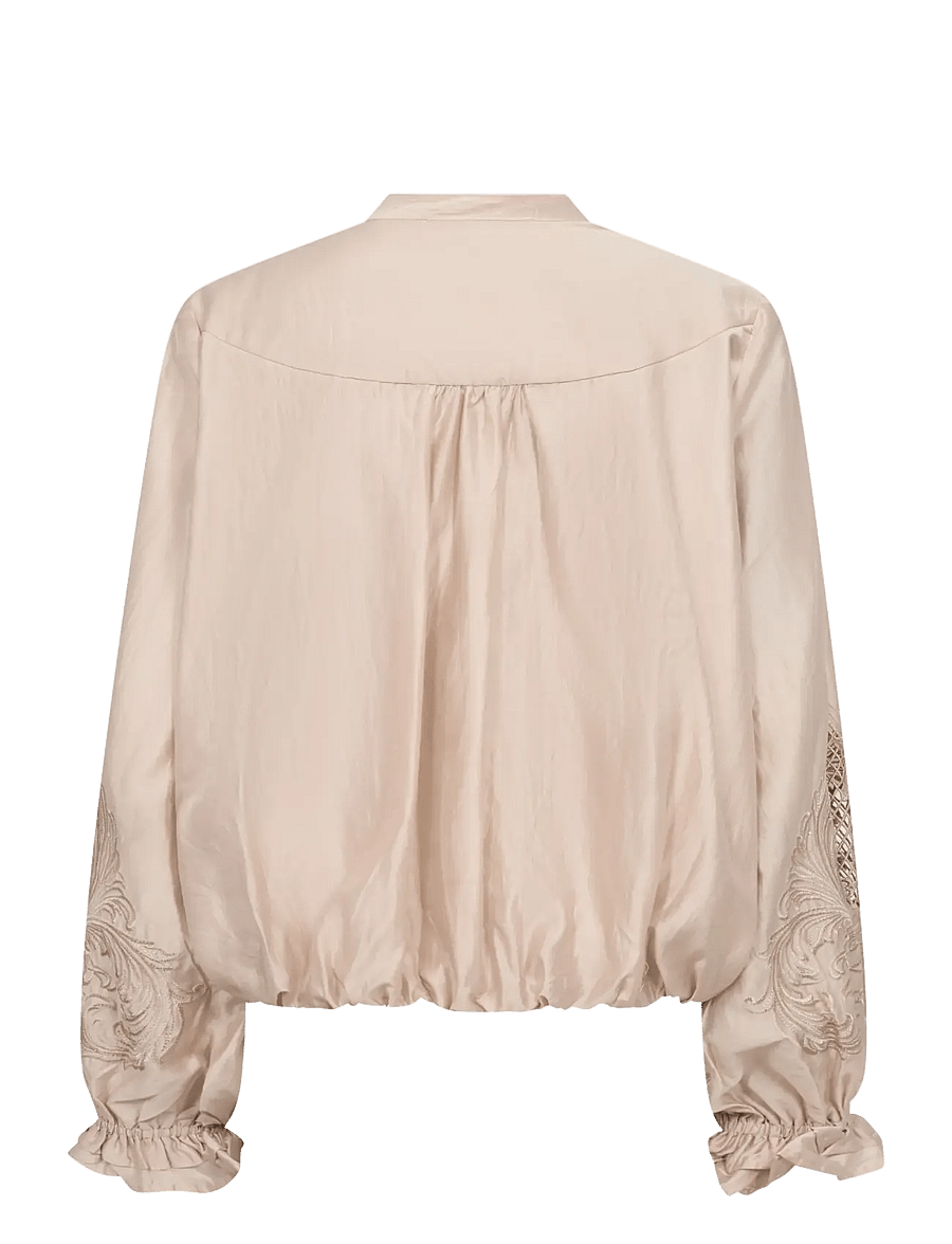 Co' Couture - MelinCC Balloon Emb Shirt - langærmede bluser - champagne - 1