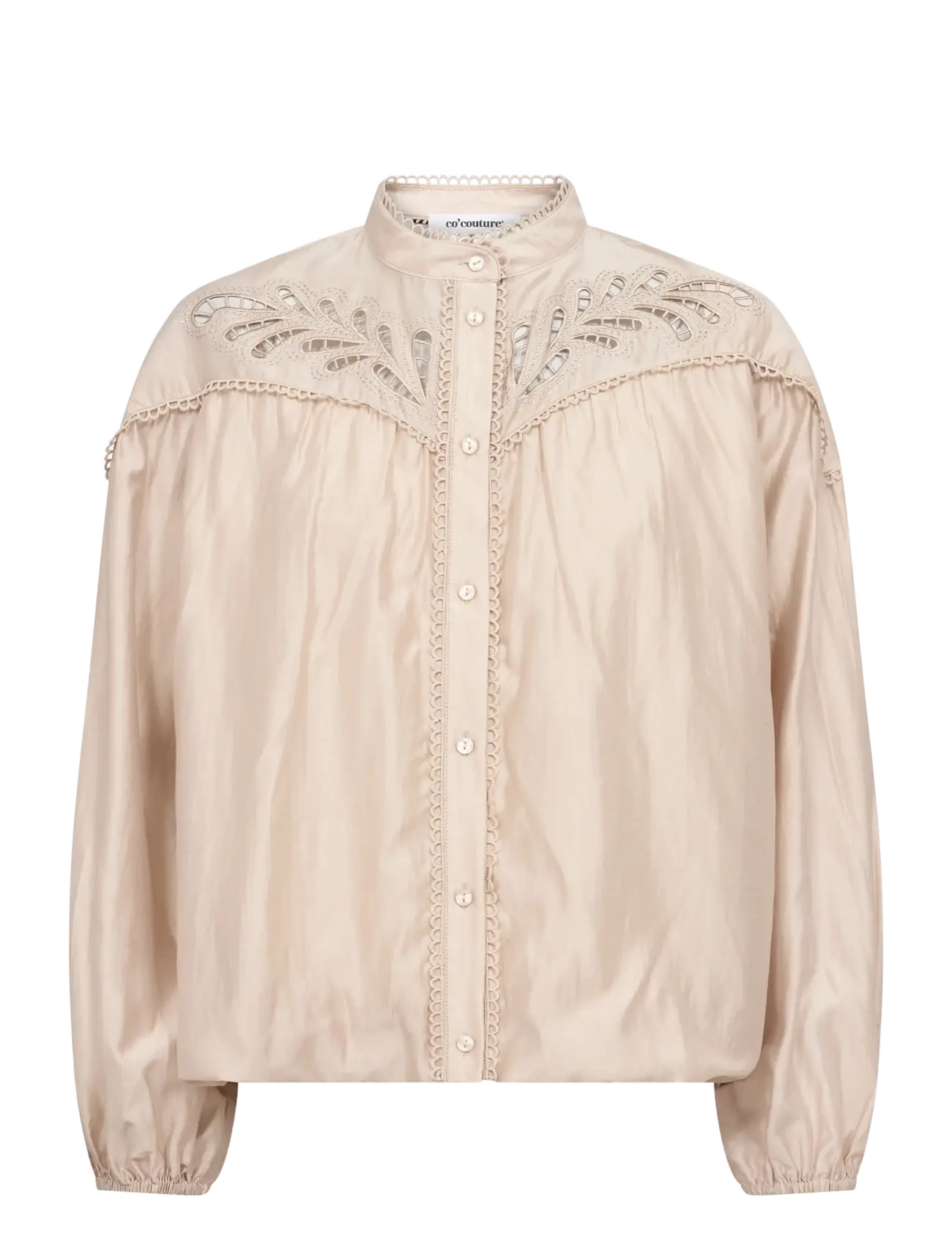 Co' Couture - MelinCC Balloon Lace Shirt - langärmelige blusen - champagne - 1