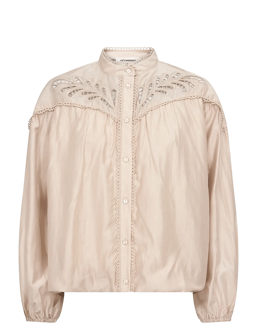 Co' Couture - MelinCC Balloon Lace Shirt - langärmelige blusen - champagne - 1