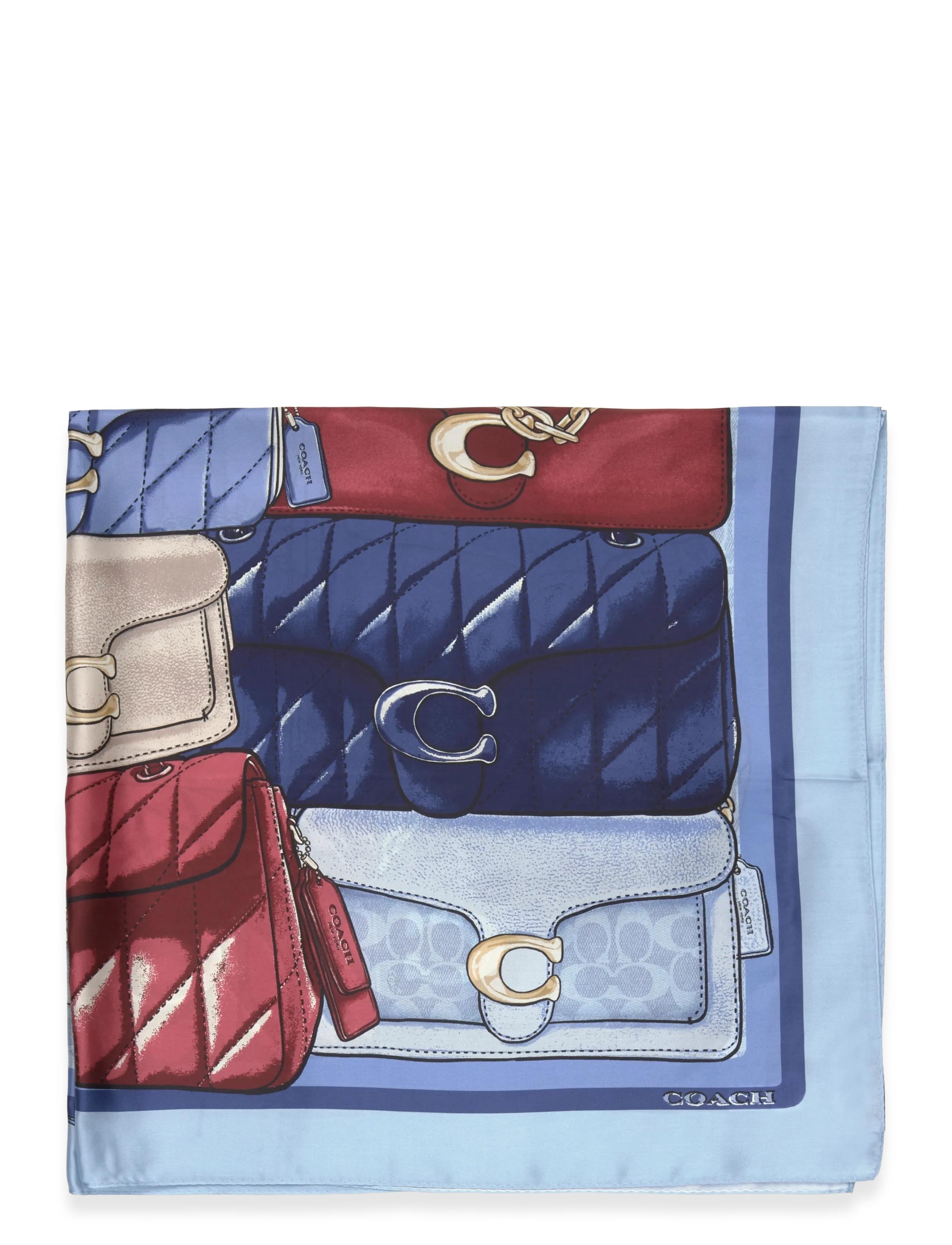 Coach Accessories - STACKED TABBY PRINTED SILK SQUARE - denim/red-multi - 1