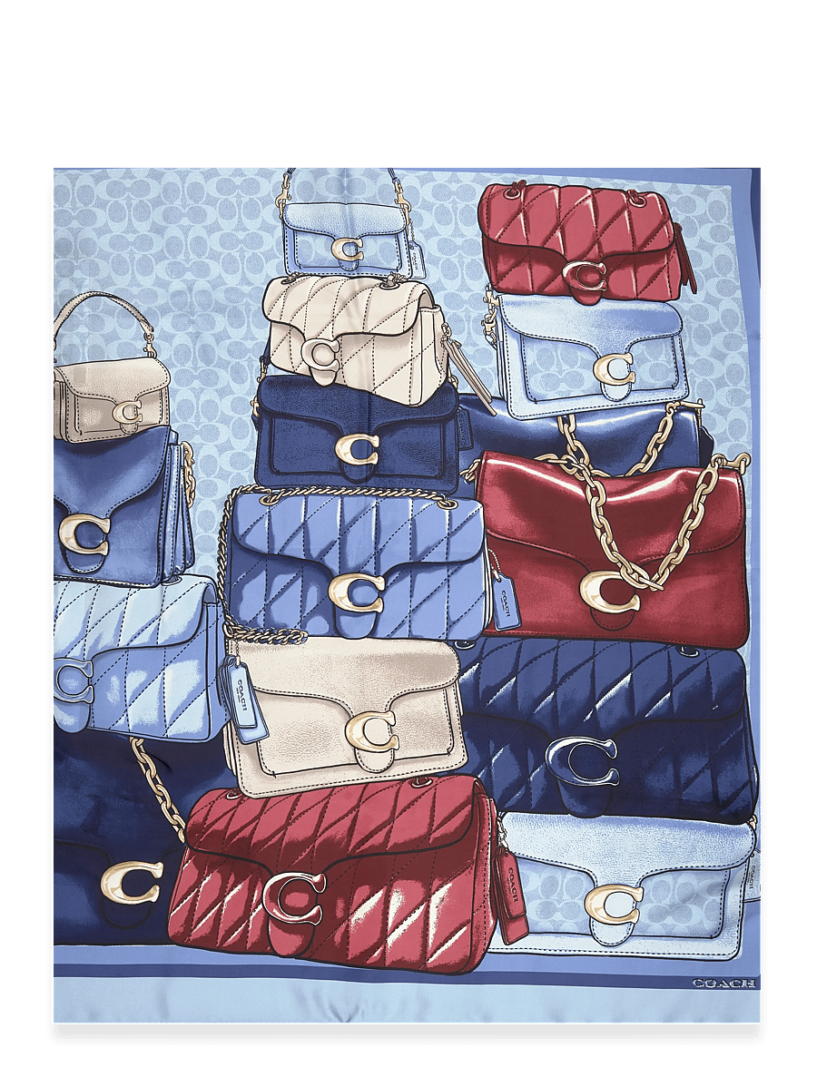Coach Accessories - STACKED TABBY PRINTED SILK SQUARE - tynde tørklæder - denim/red-multi - 2