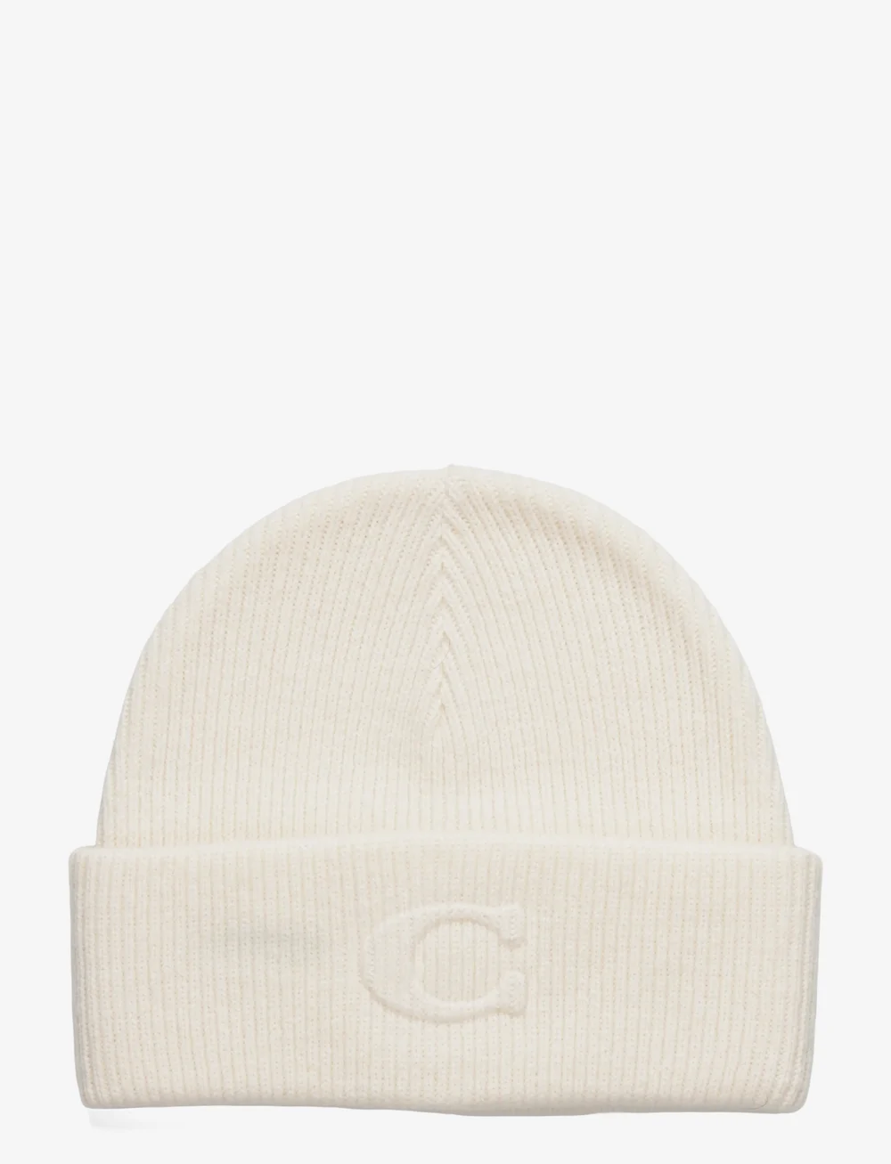 Coach Accessories - EMBOSSED C KNIT BEANIE - mössor - chalk - 0