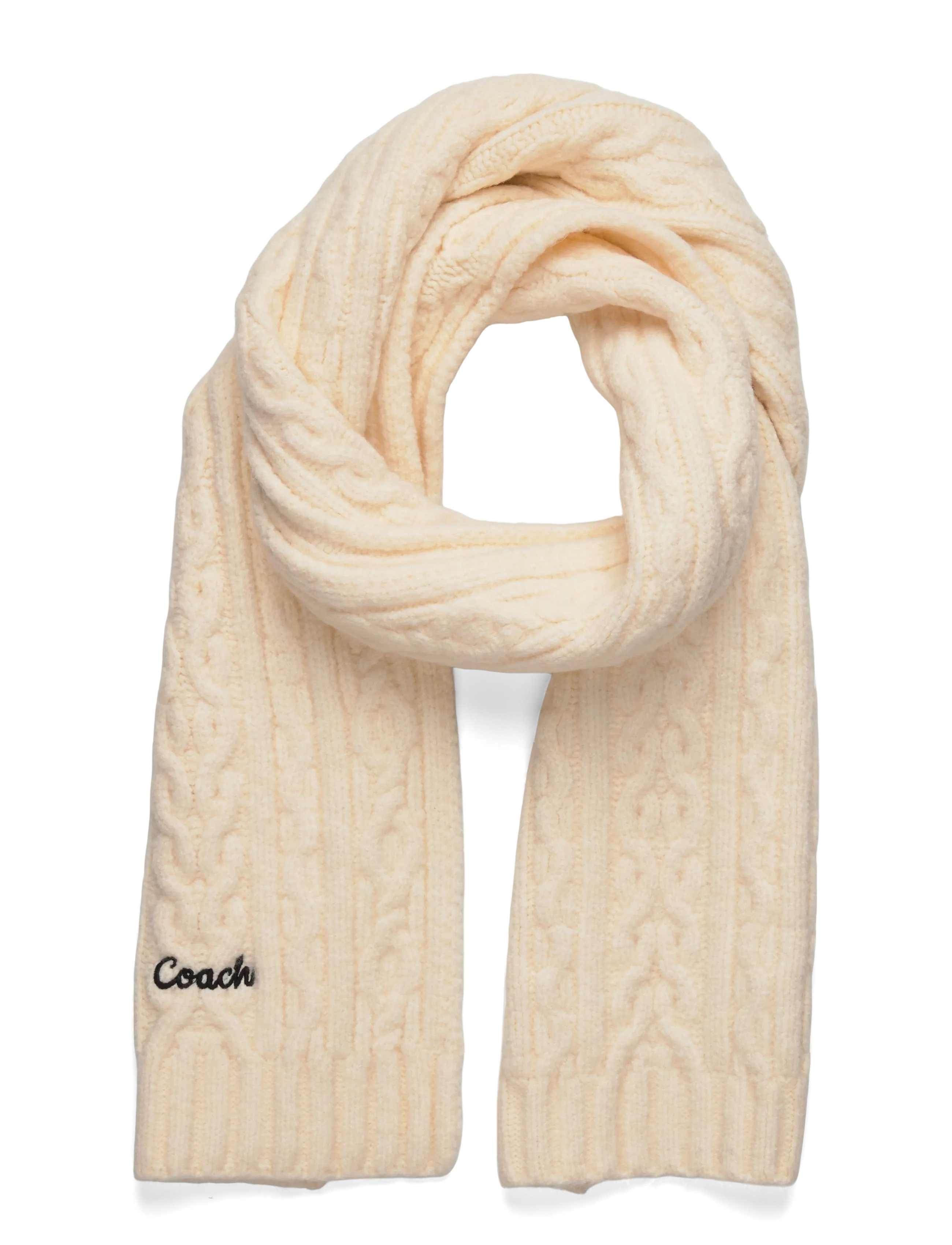 COACH Accessoires Embroidred Cable Knit Muffler Cream - One Size - Damen