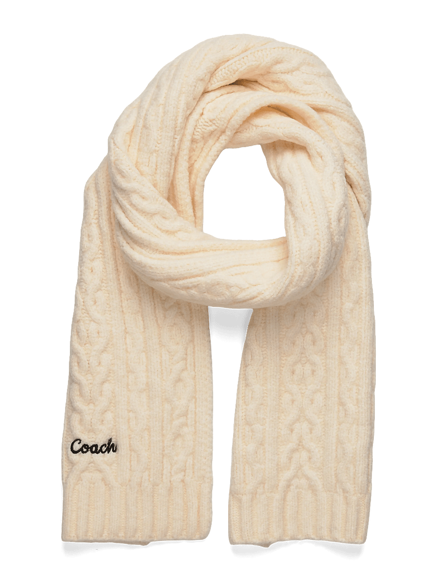 Coach Accessories - EMBROIDRED CABLE KNIT MUFFLER - everyday style - chalk - 0
