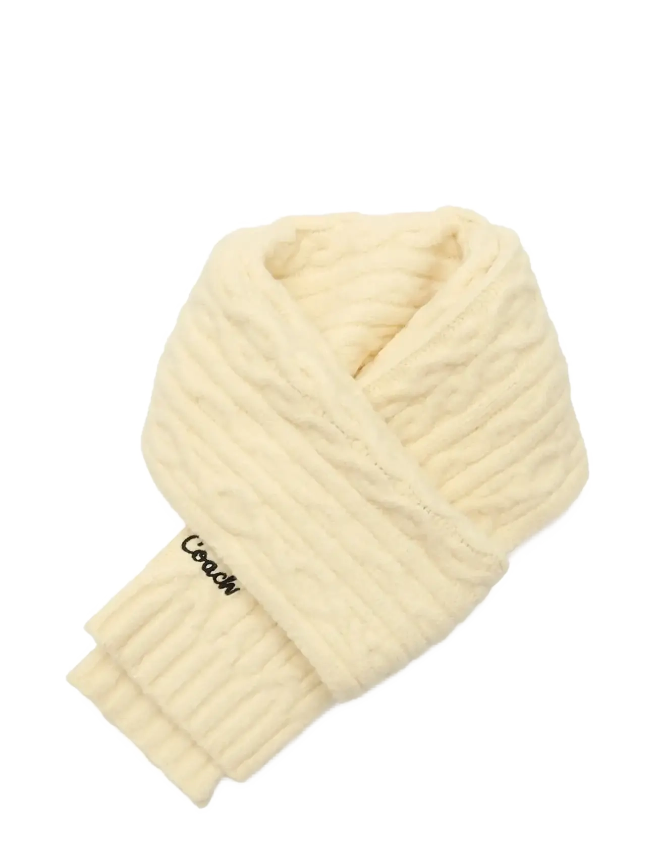Coach Accessories - EMBROIDRED CABLE KNIT MUFFLER - accessories - chalk - 3