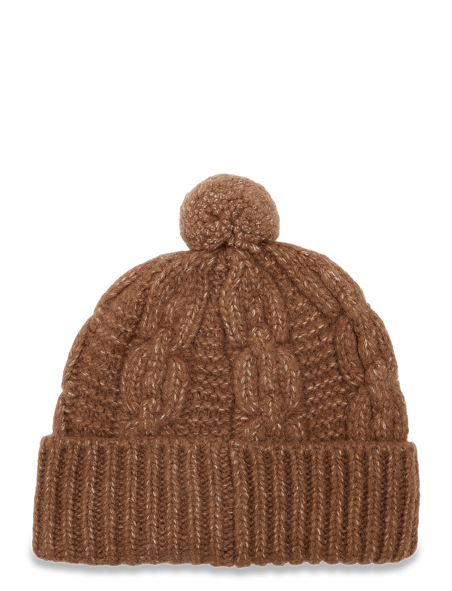 Coach Accessories - CHAIN CABLE BEANIE WITH POM - mössor - toasted almond - 1