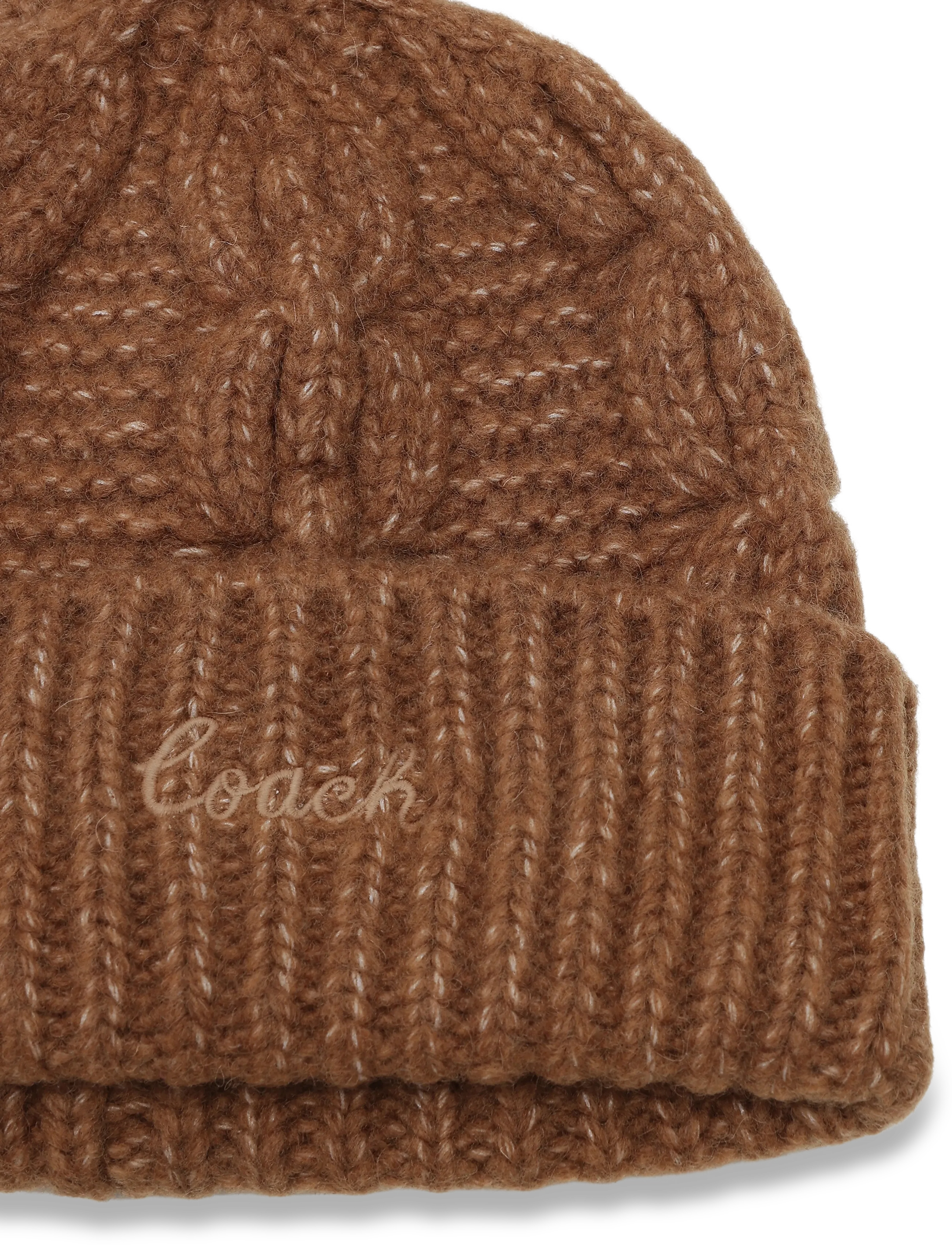 Coach Accessories - CHAIN CABLE BEANIE WITH POM - beanies - toasted almond - 2